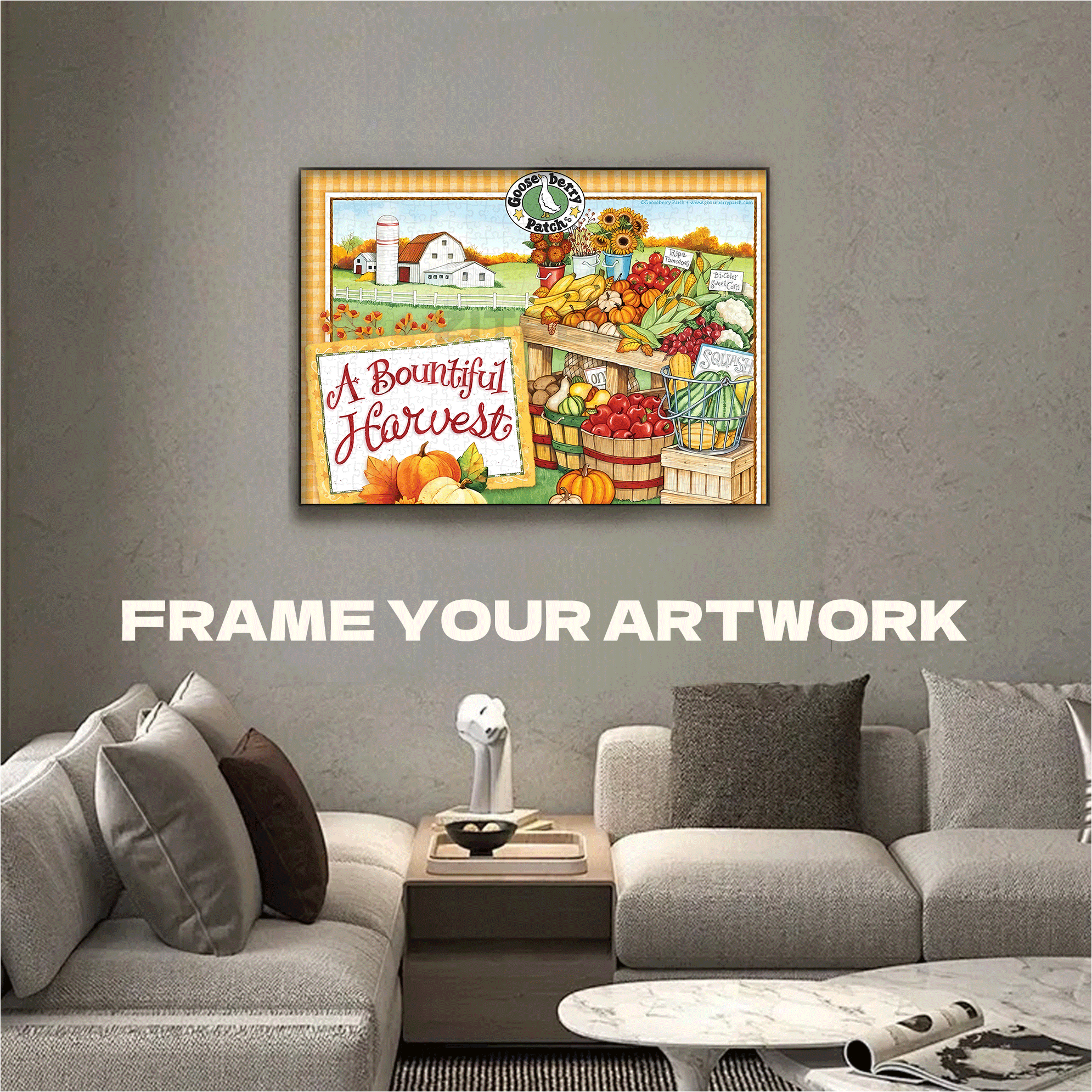 Bountiful Autumn Farm Harvest 500pcs/1000pcs Jigsaw Puzzle, Scratch-Resistant, Interactive Family Game & Brain-Boosting DIY Decor, Perfect for Halloween, Christmas & New Year Gifts, Family Puzzle Game