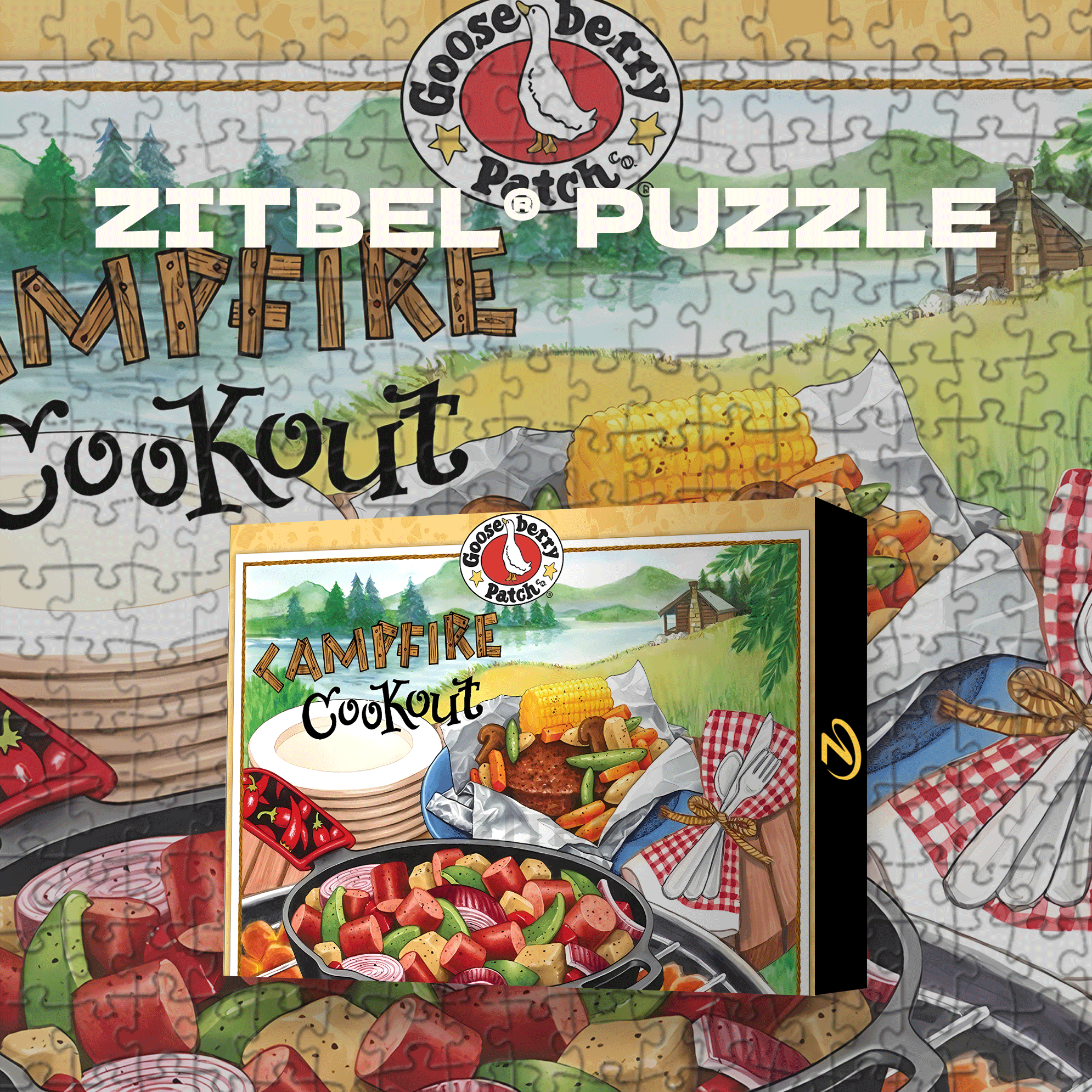 Campfire Cookout 500pcs/1000pcs Jigsaw Puzzle, Scratch-Resistant, Interactive Family Game & Brain-Boosting DIY Decor, Perfect for Halloween, Christmas & New Year Gifts, Family Puzzle Game