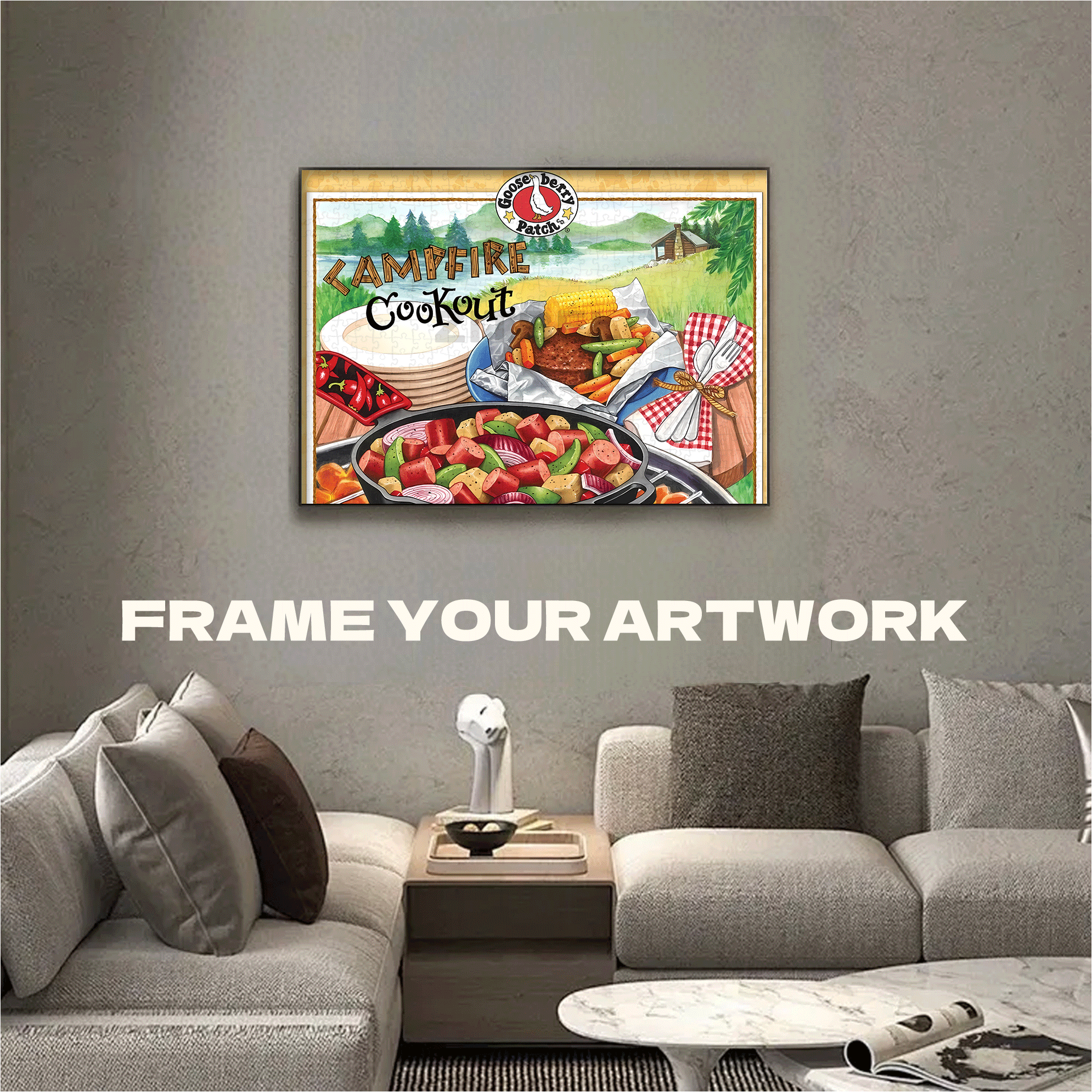 Campfire Cookout 500pcs/1000pcs Jigsaw Puzzle, Scratch-Resistant, Interactive Family Game & Brain-Boosting DIY Decor, Perfect for Halloween, Christmas & New Year Gifts, Family Puzzle Game