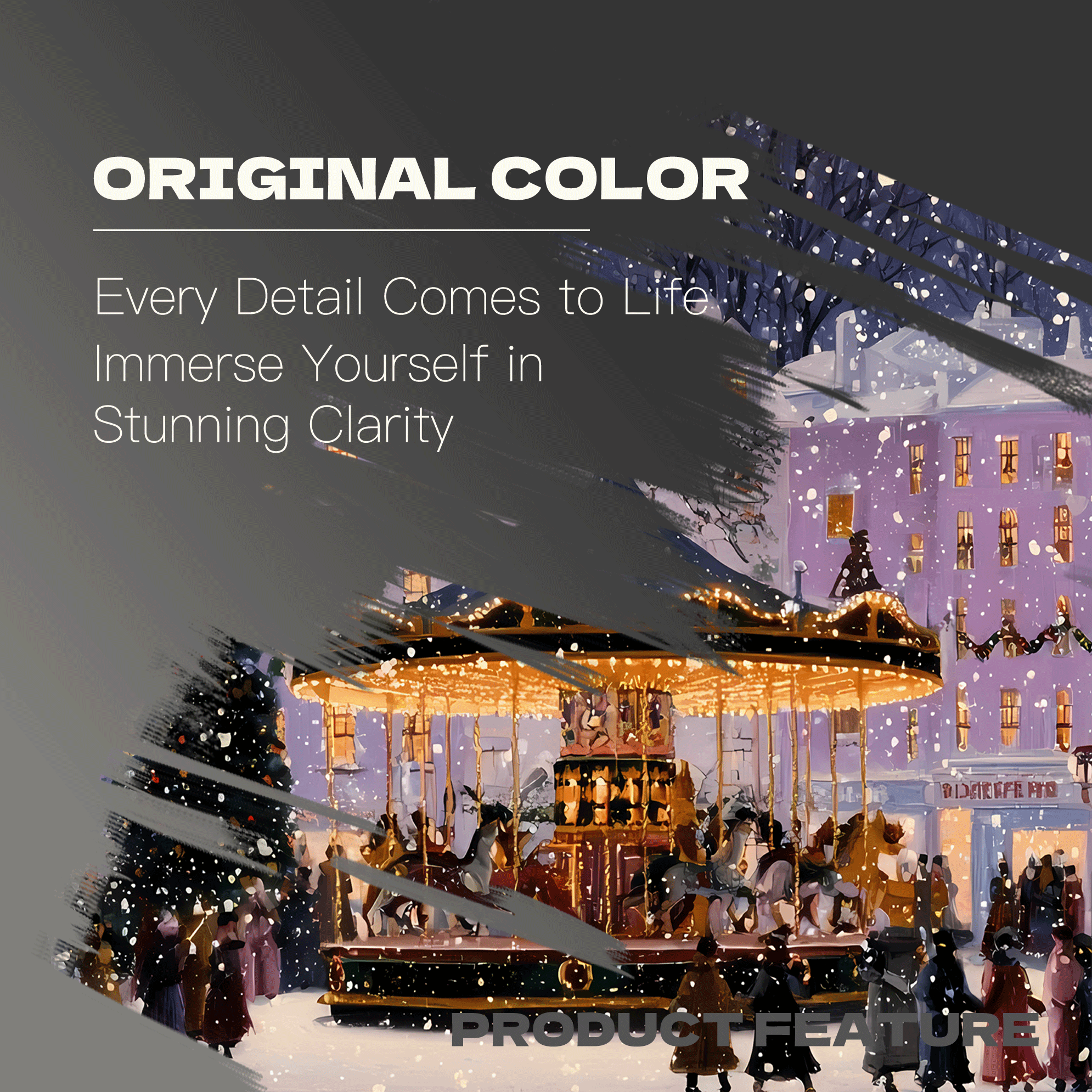 Carousel In A Snowy Night 500pcs/1000pcs Jigsaw Puzzle, Scratch-Resistant, Interactive Family Game & Brain-Boosting DIY Decor, Perfect for Halloween, Christmas & New Year Gifts, Family Puzzle Game