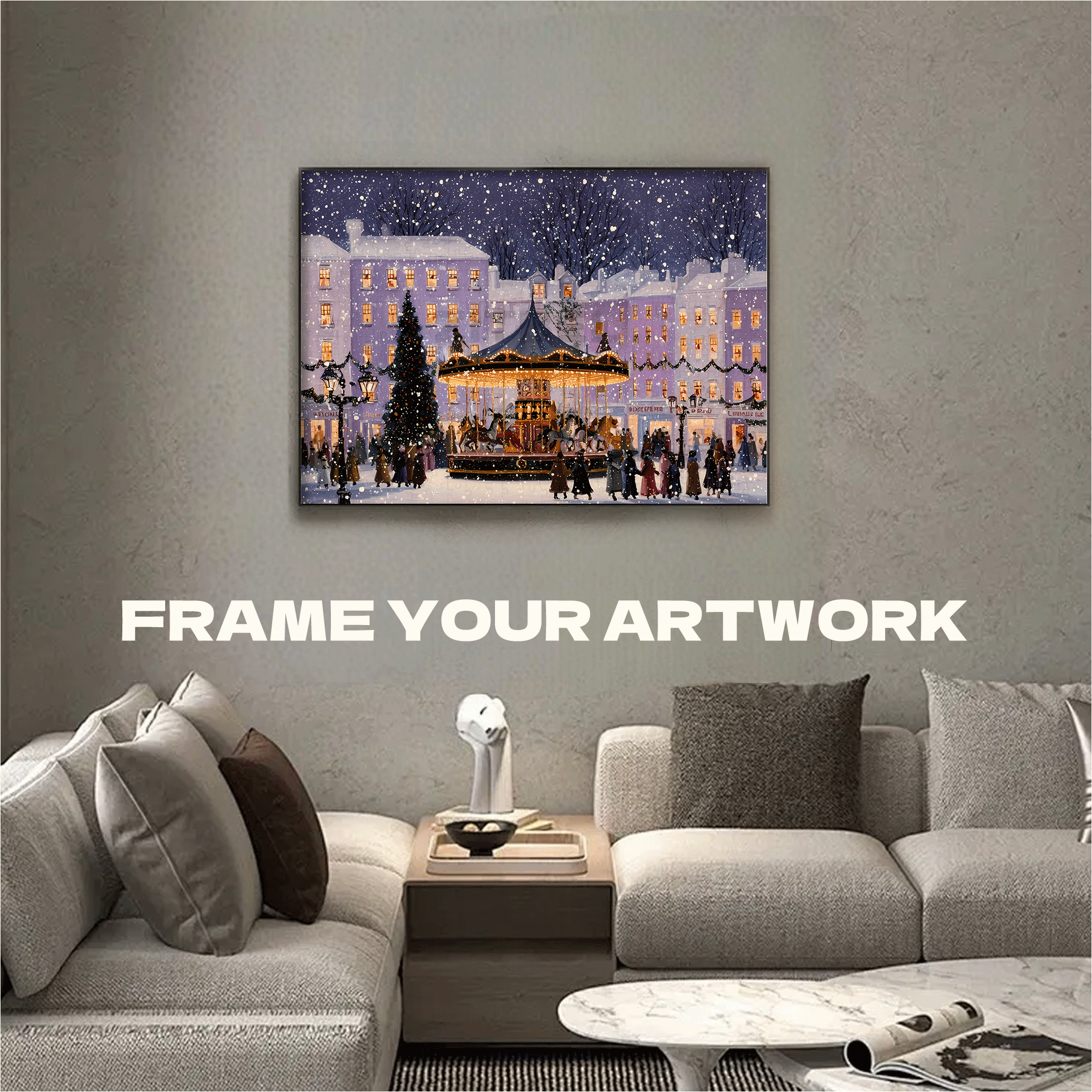 Carousel In A Snowy Night 500pcs/1000pcs Jigsaw Puzzle, Scratch-Resistant, Interactive Family Game & Brain-Boosting DIY Decor, Perfect for Halloween, Christmas & New Year Gifts, Family Puzzle Game