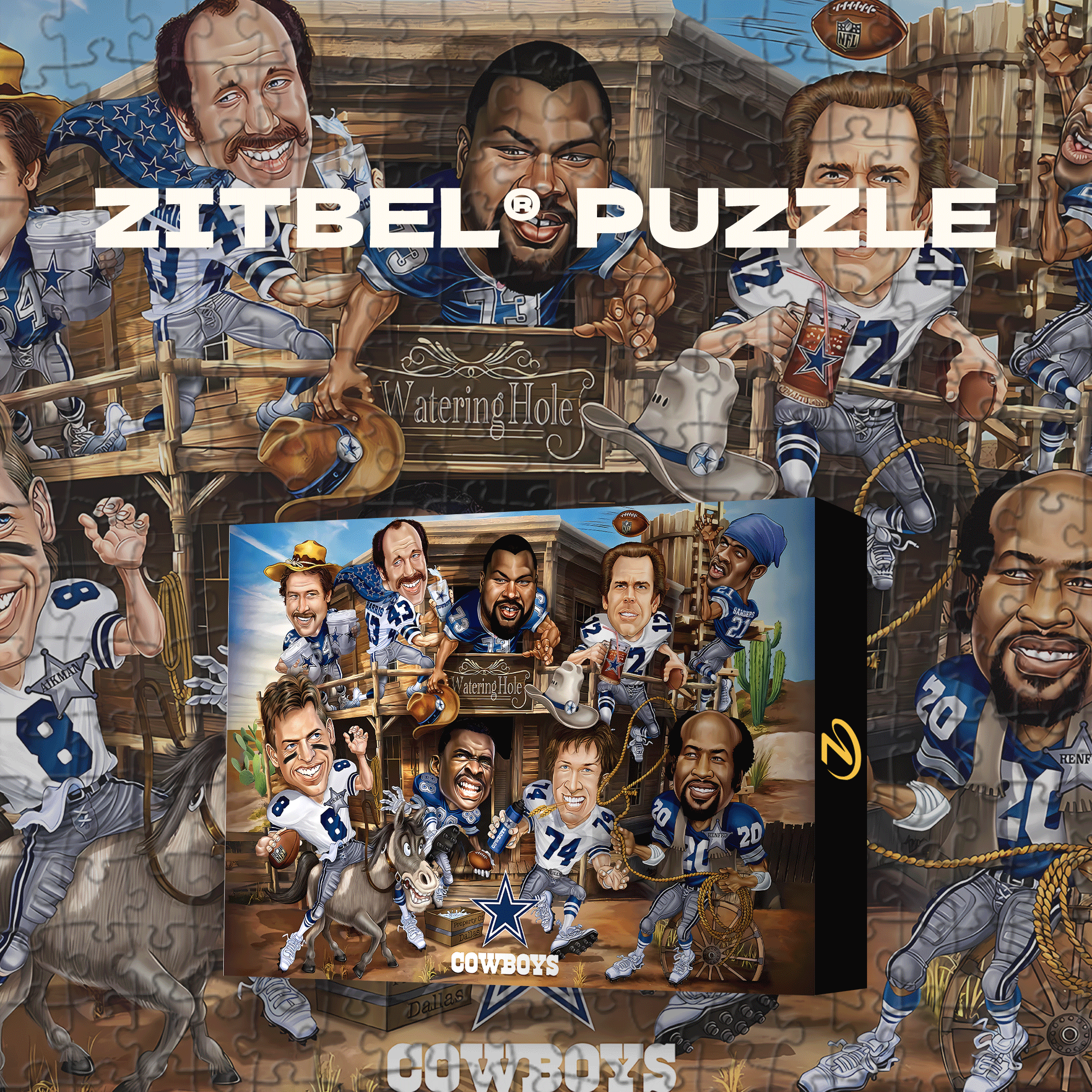 Dallas Cowboys NFL All-Time Greats 500pcs/1000pcs Jigsaw Puzzle, Scratch-Resistant, Interactive Family Game & Brain-Boosting DIY Decor, Perfect for Halloween, Christmas & New Year Gifts, Family Puzzle Game