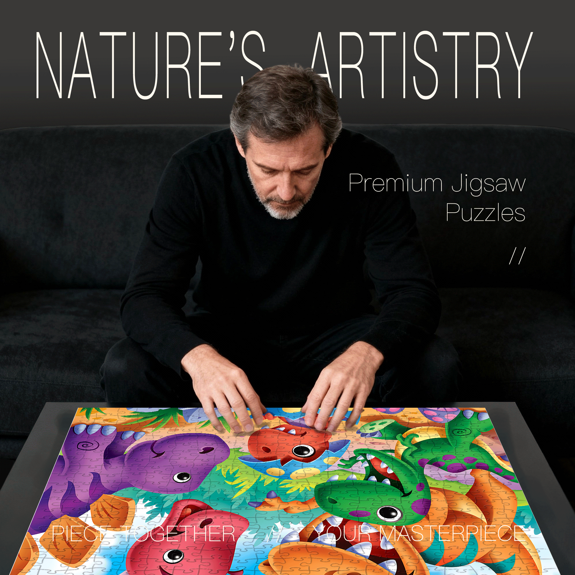 Dinosaurs 500pcs/1000pcs Jigsaw Puzzle, Scratch-Resistant, Interactive Family Game & Brain-Boosting DIY Decor, Perfect for Halloween, Christmas & New Year Gifts, Family Puzzle Game