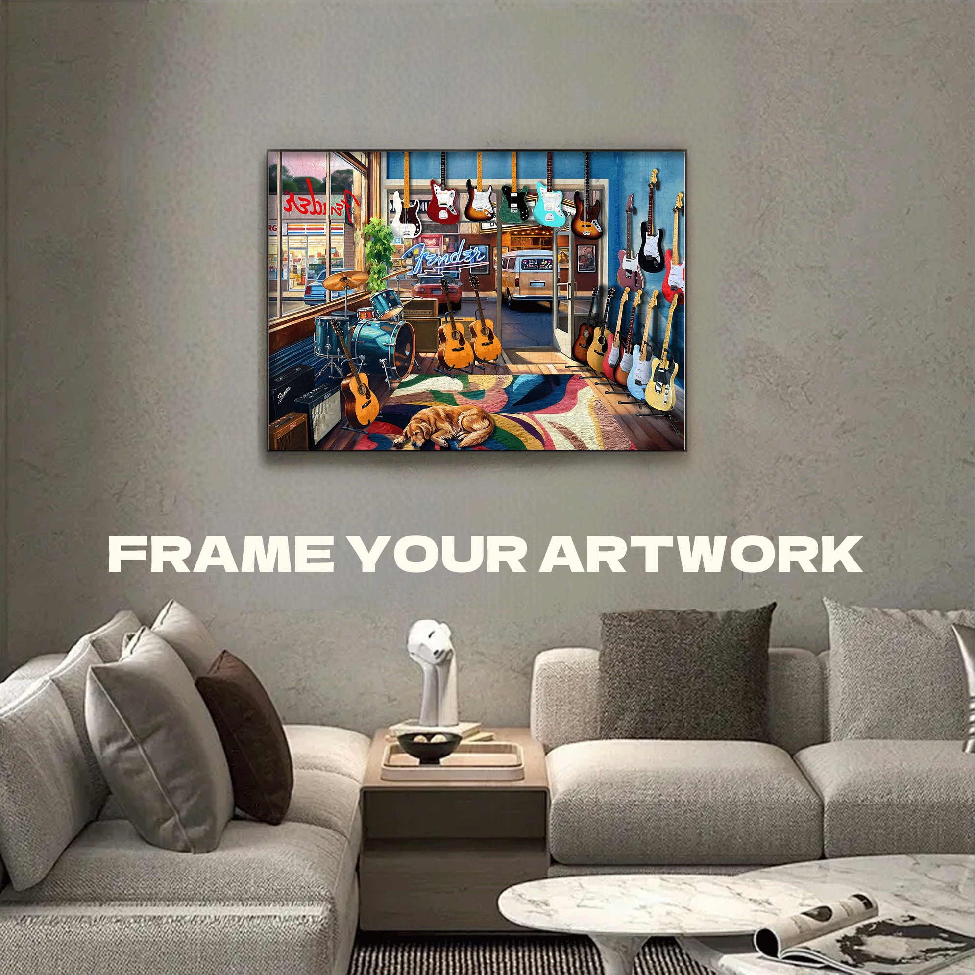 Fender Guitar Shop 500pcs/1000pcs Jigsaw Puzzle, Scratch-Resistant, Interactive Family Game & Brain-Boosting DIY Decor, Perfect for Halloween, Christmas & New Year Gifts, Family Puzzle Game