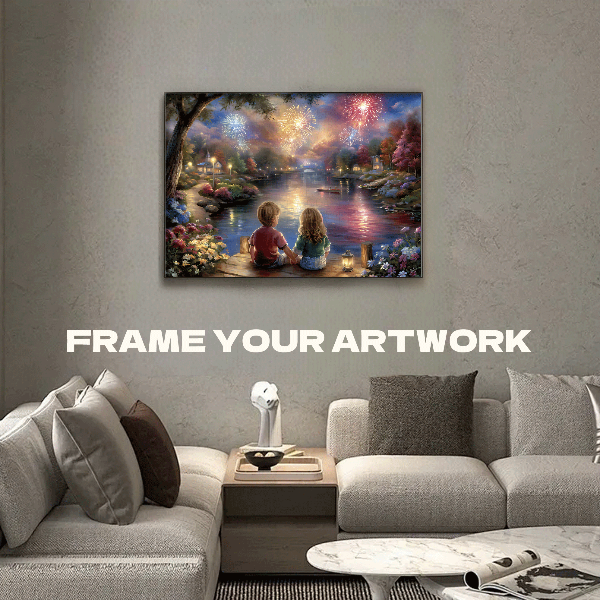 Fireworks With Bestie 500pcs/1000pcs Jigsaw Puzzle, Scratch-Resistant, Interactive Family Game & Brain-Boosting DIY Decor, Perfect for Halloween, Christmas & New Year Gifts, Family Puzzle Game