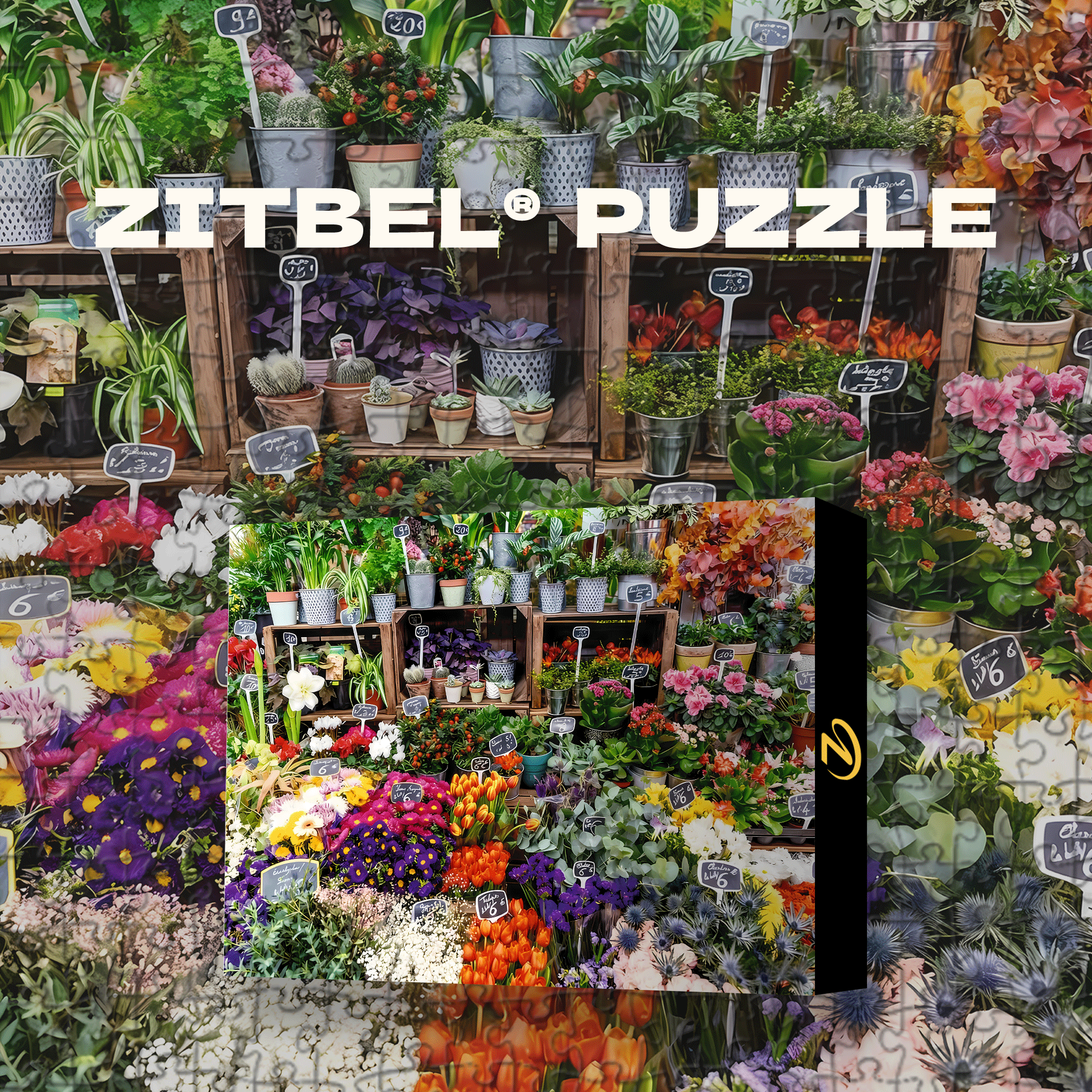 Colour Flower Market 500pcs/1000pcs Jigsaw Puzzle, Scratch-Resistant, Interactive Family Game & Brain-Boosting DIY Decor, Perfect for Halloween, Christmas & New Year Gifts, Family Puzzle Game
