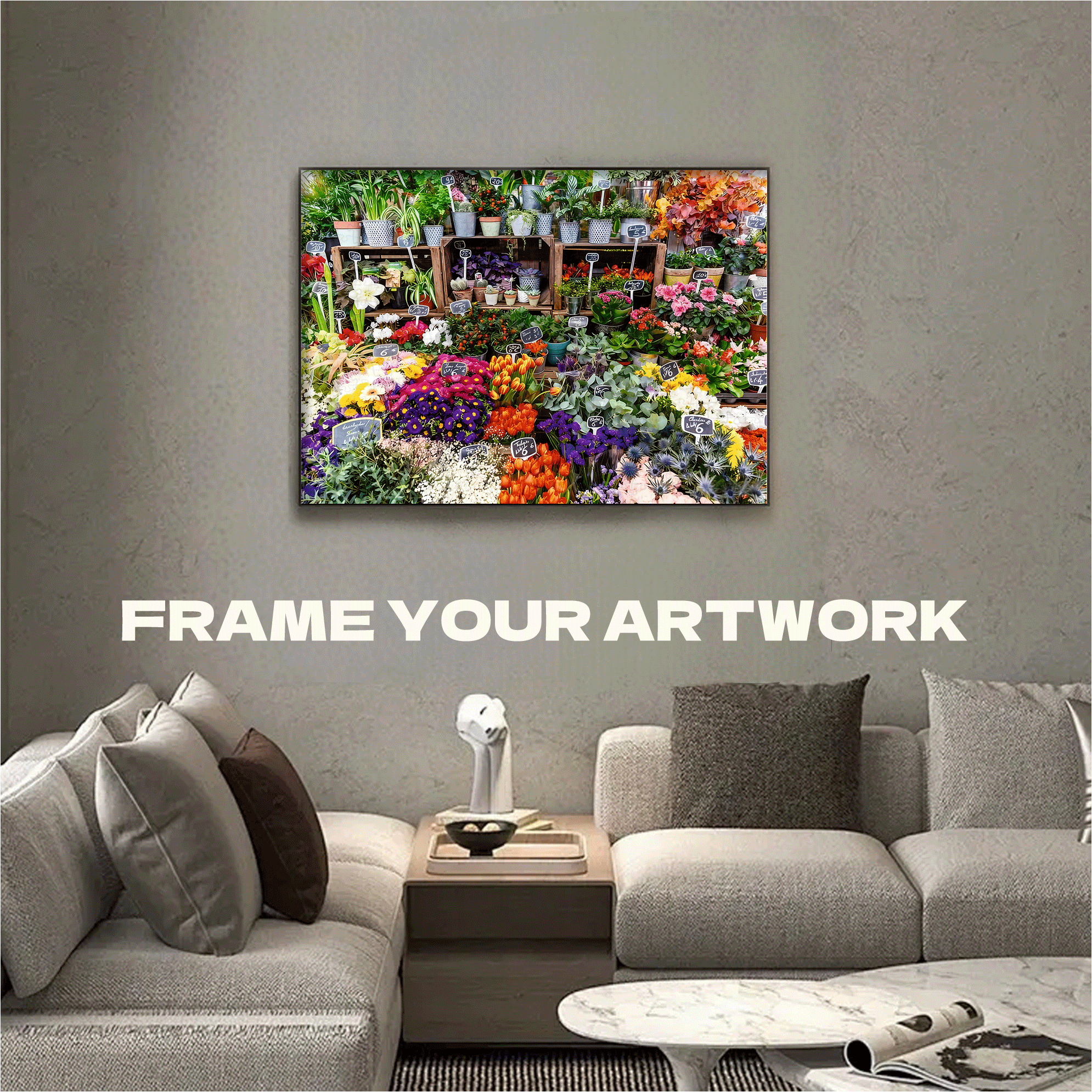 Colour Flower Market 500pcs/1000pcs Jigsaw Puzzle, Scratch-Resistant, Interactive Family Game & Brain-Boosting DIY Decor, Perfect for Halloween, Christmas & New Year Gifts, Family Puzzle Game