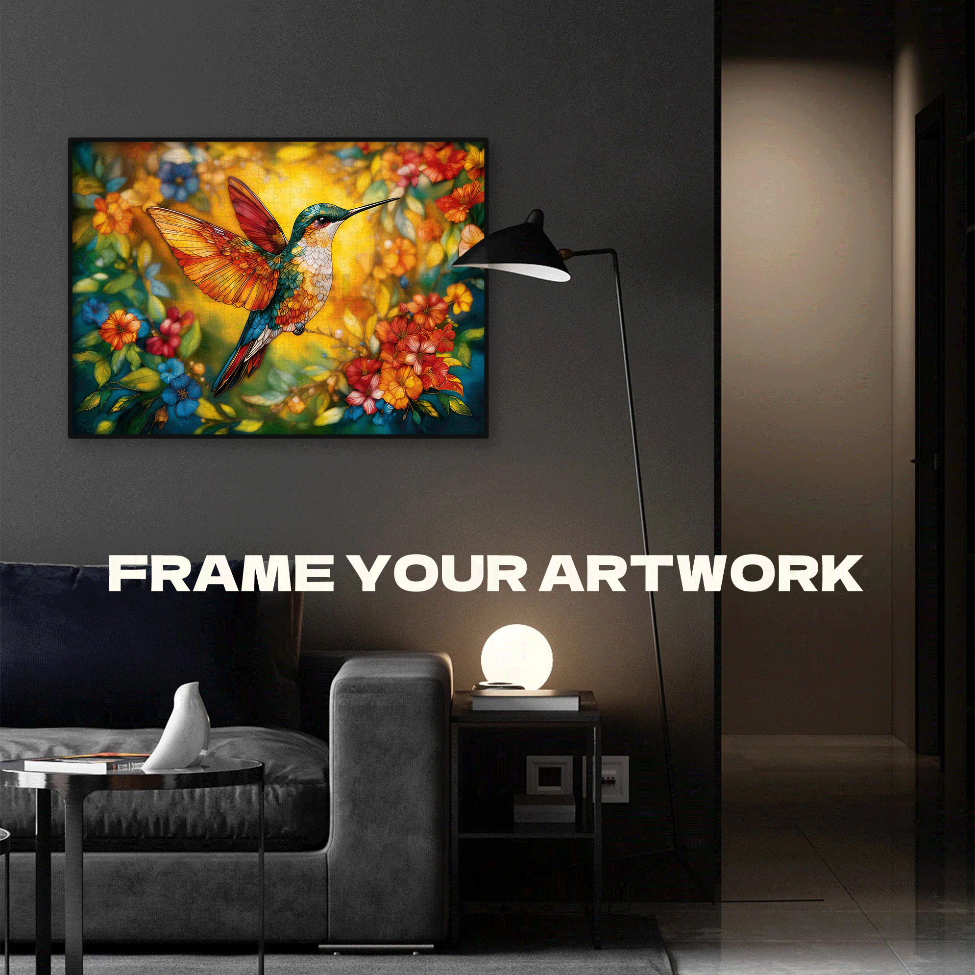 Glorious Hummingbird 500pcs/1000pcs Jigsaw Puzzle, Scratch-Resistant, Interactive Family Game & Brain-Boosting DIY Decor, Perfect for Halloween, Christmas & New Year Gifts, Family Puzzle Game