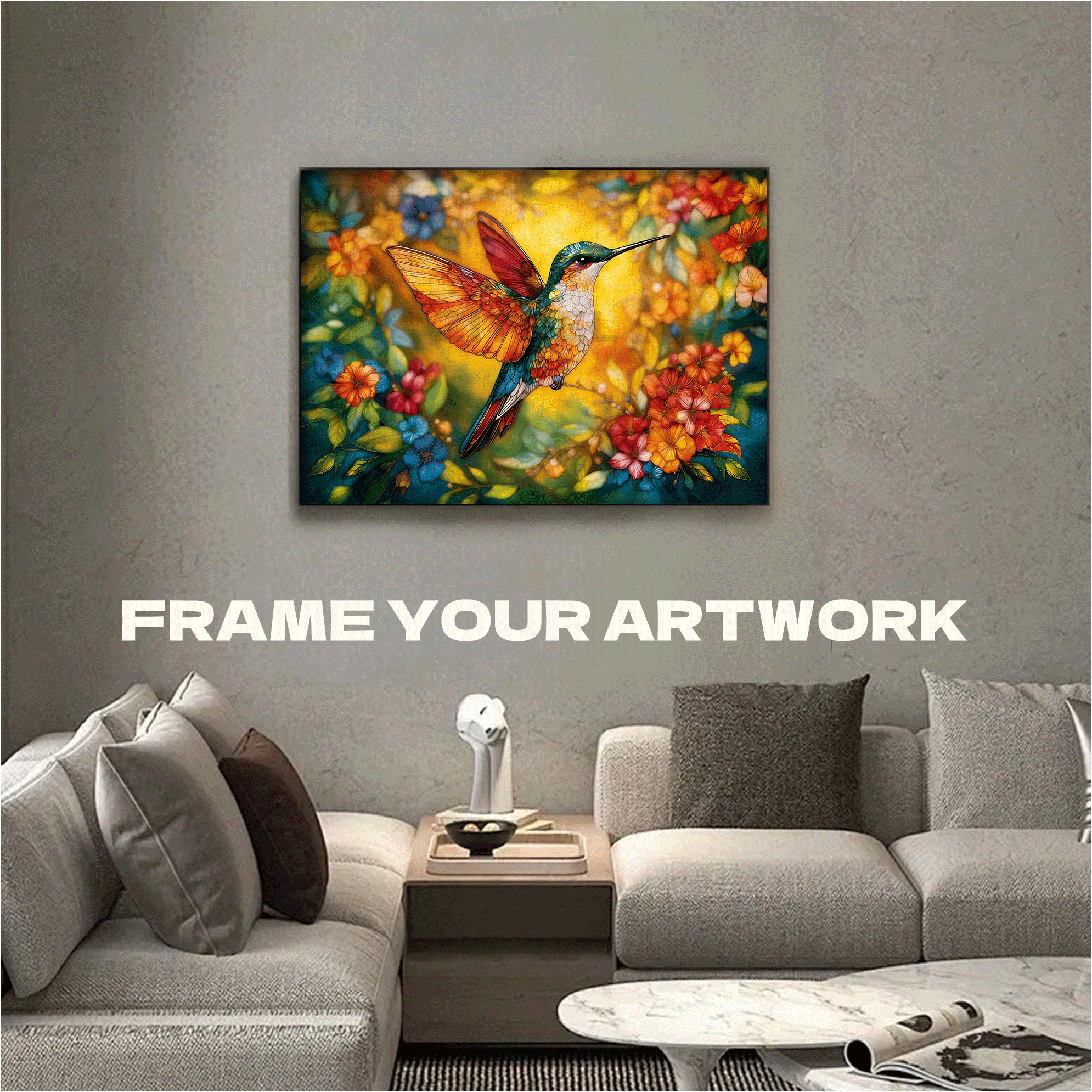 Glorious Hummingbird 500pcs/1000pcs Jigsaw Puzzle, Scratch-Resistant, Interactive Family Game & Brain-Boosting DIY Decor, Perfect for Halloween, Christmas & New Year Gifts, Family Puzzle Game