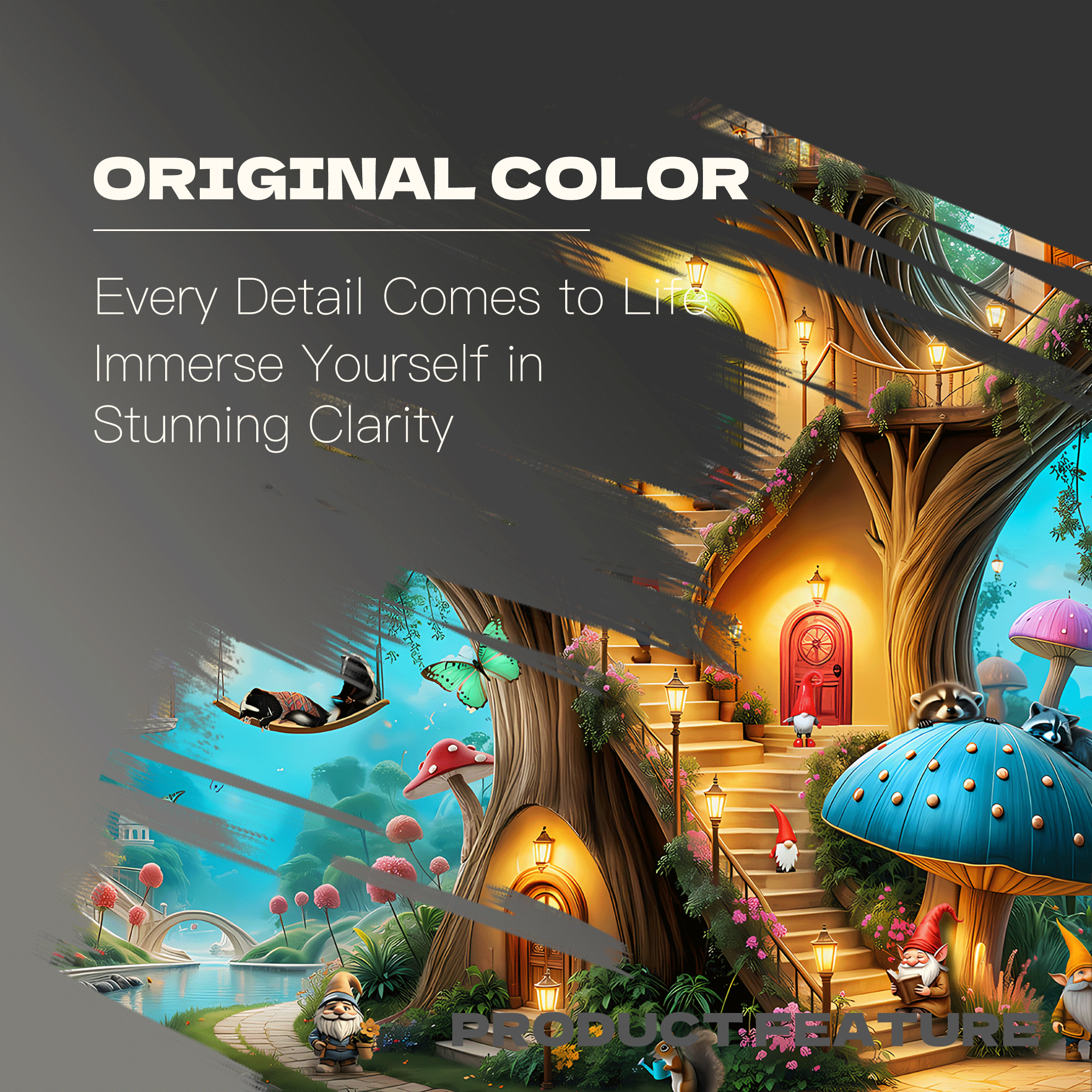 Gnome Treehouse Village 500pcs/1000pcs Jigsaw Puzzle, Scratch-Resistant, Interactive Family Game & Brain-Boosting DIY Decor, Perfect for Halloween, Christmas & New Year Gifts, Family Puzzle Game