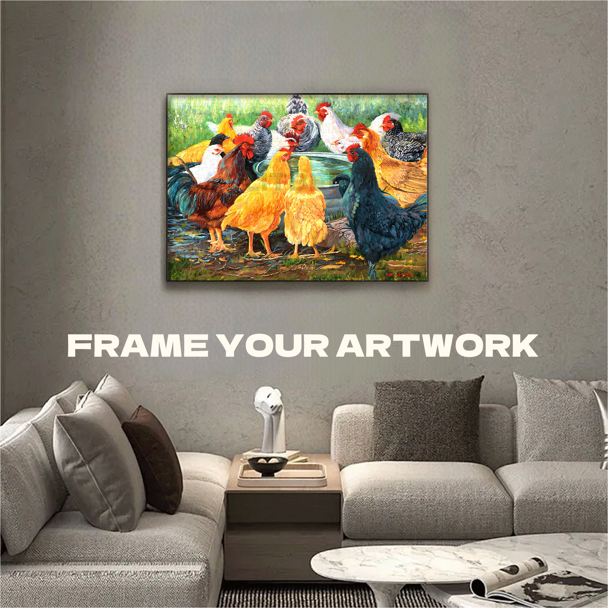 Chicken's Happy Hour 500pcs/1000pcs Jigsaw Puzzle, Scratch-Resistant, Interactive Family Game & Brain-Boosting DIY Decor, Perfect for Halloween, Christmas & New Year Gifts, Family Puzzle Game