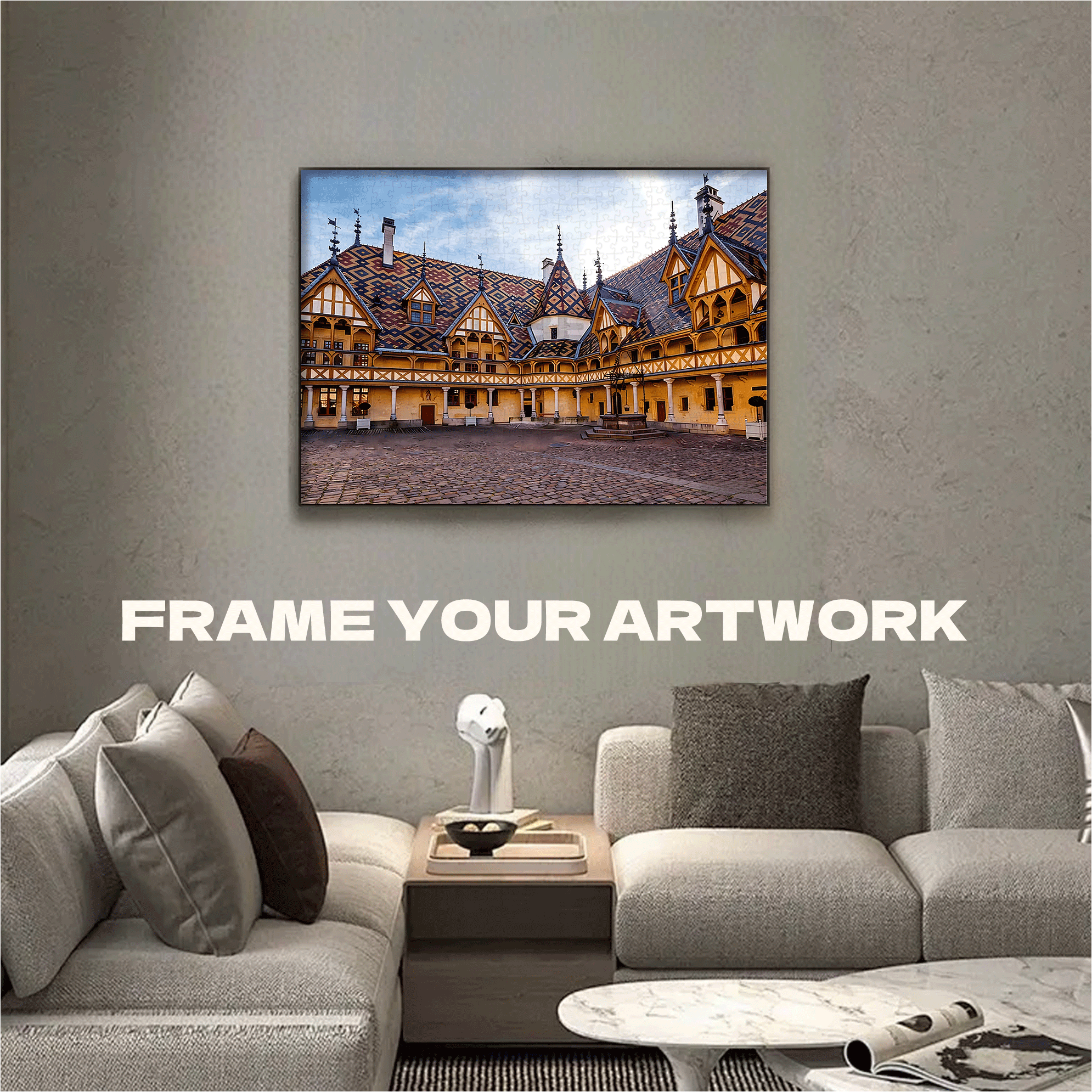 Les hospices de Beaune 500pcs/1000pcs Jigsaw Puzzle, Scratch-Resistant, Interactive Family Game & Brain-Boosting DIY Decor, Perfect for Halloween, Christmas & New Year Gifts, Family Puzzle Game