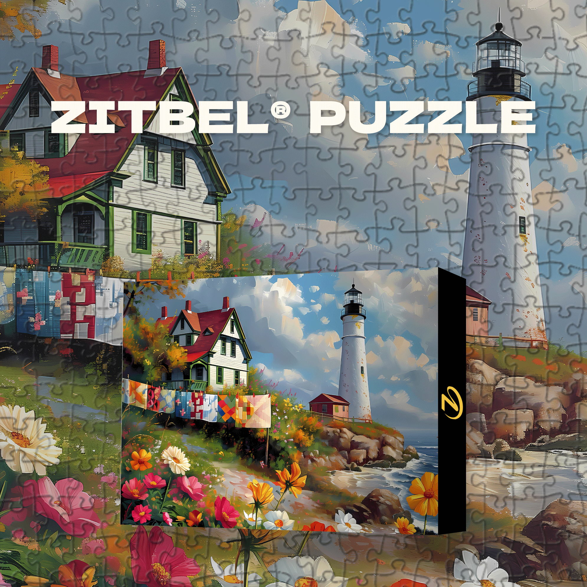 Lighthouse Quilts 500pcs/1000pcs Jigsaw Puzzle, Scratch-Resistant, Interactive Family Game & Brain-Boosting DIY Decor, Perfect for Halloween, Christmas & New Year Gifts, Family Puzzle Game