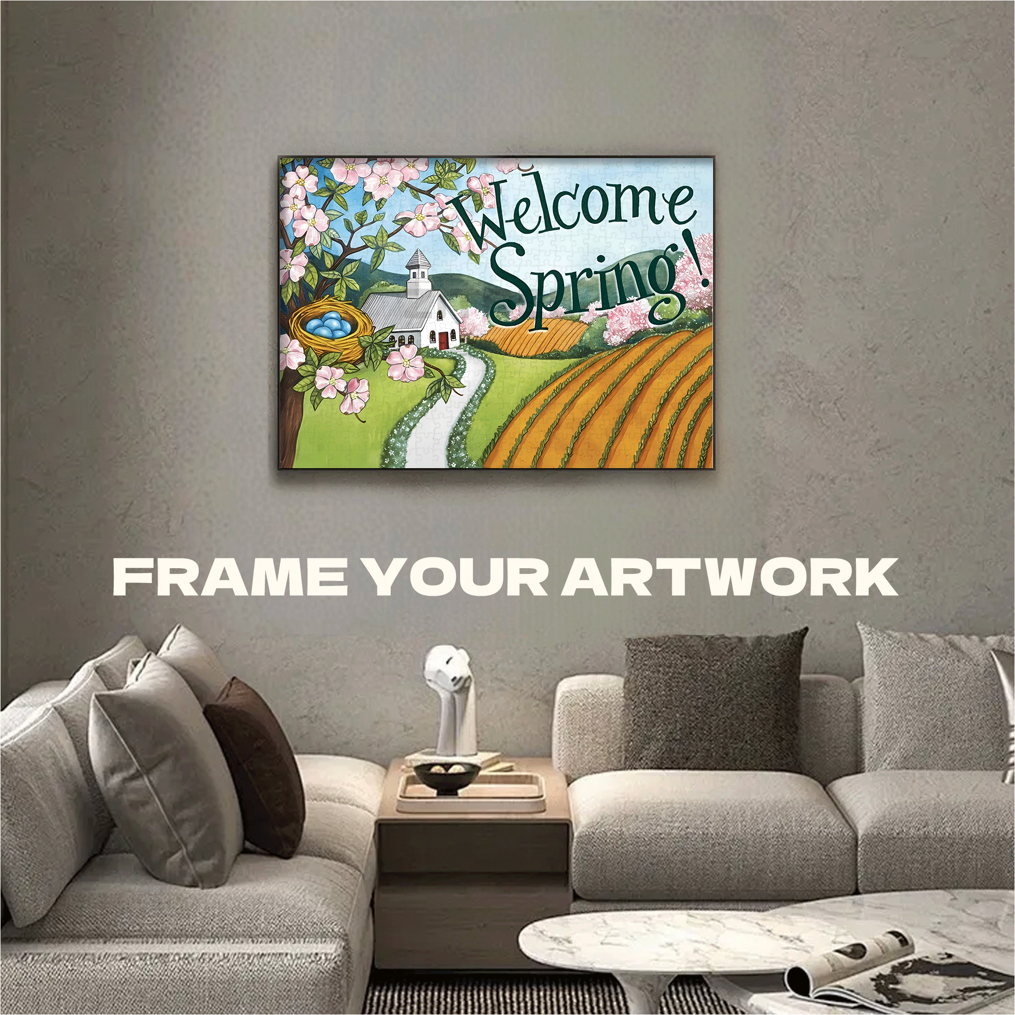 Rural Spring with Rich Vitality 500pcs/1000pcs Jigsaw Puzzle, Scratch-Resistant, Interactive Family Game & Brain-Boosting DIY Decor, Perfect for Halloween, Christmas & New Year Gifts, Family Puzzle Game