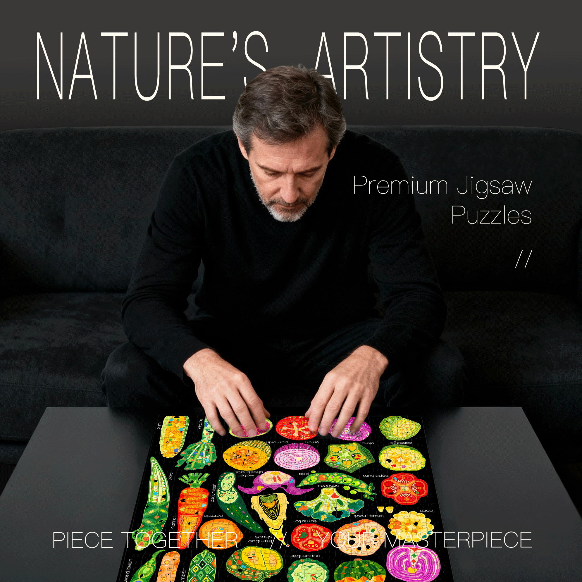 A Natural Painting Of Colorful Vegetables 500pcs/1000pcs Jigsaw Puzzle, Scratch-Resistant, Interactive Family Game & Brain-Boosting DIY Decor, Perfect for Halloween, Christmas & New Year Gifts, Family Puzzle Game