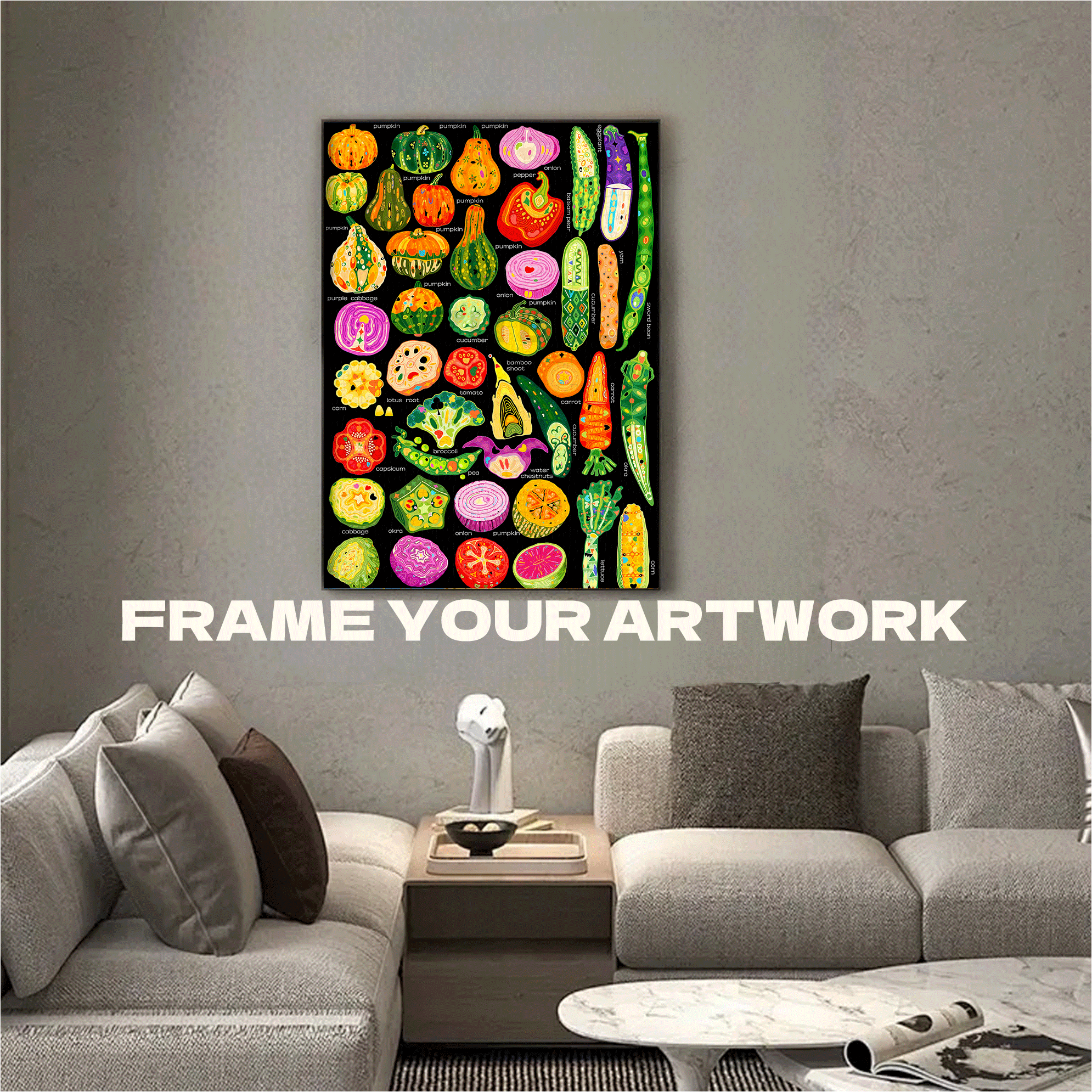 A Natural Painting Of Colorful Vegetables 500pcs/1000pcs Jigsaw Puzzle, Scratch-Resistant, Interactive Family Game & Brain-Boosting DIY Decor, Perfect for Halloween, Christmas & New Year Gifts, Family Puzzle Game