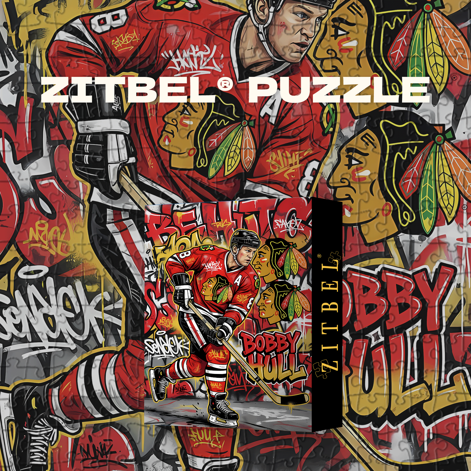 Bobby Hull 500pcs/1000pcs Jigsaw Puzzle, Scratch-Resistant, Interactive Family Game & Brain-Boosting DIY Decor, Perfect for Halloween, Christmas & New Year Gifts, Family Puzzle Game