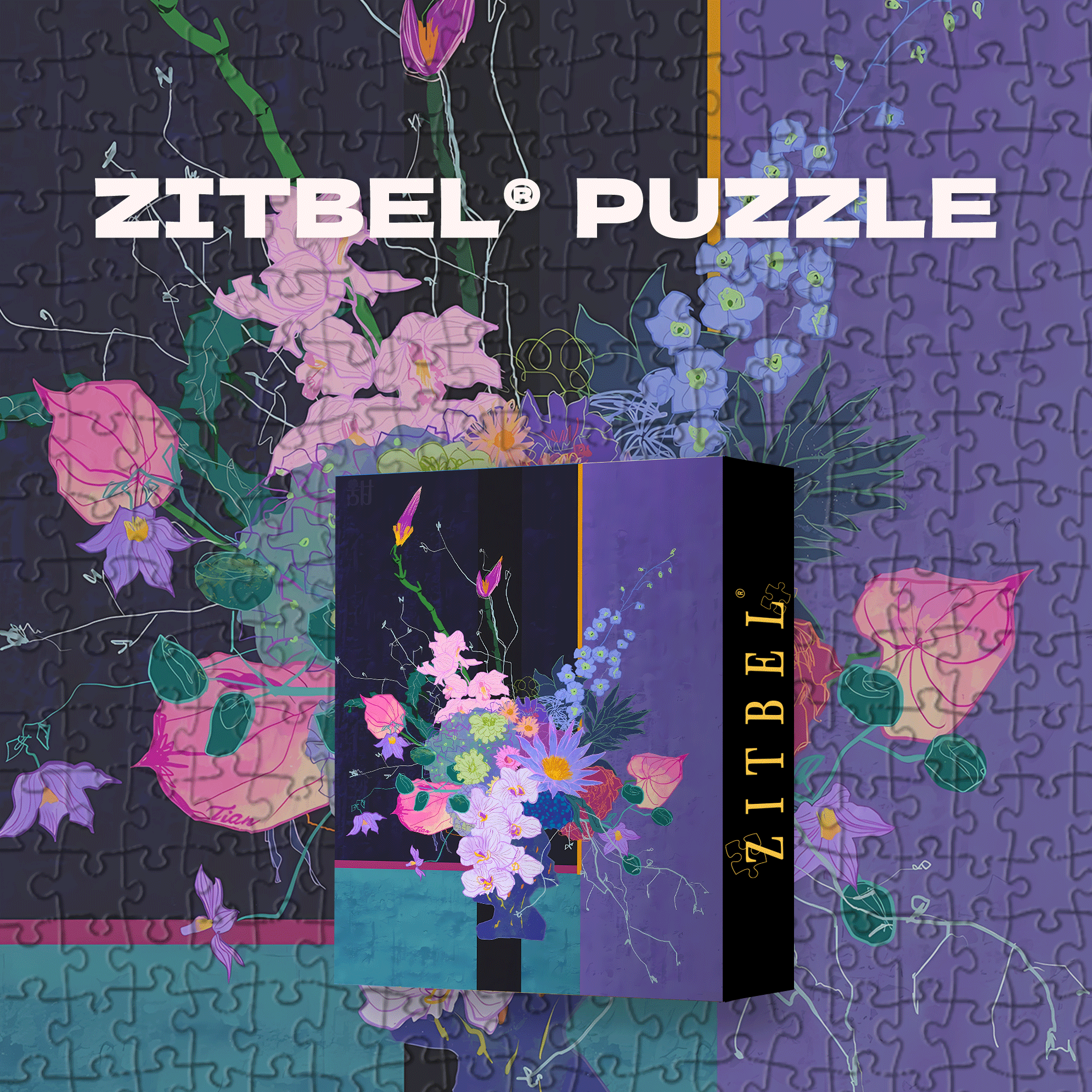 Floral Feast In The Purple Night 500pcs/1000pcs Jigsaw Puzzle, Scratch-Resistant, Interactive Family Game & Brain-Boosting DIY Decor, Perfect for Halloween, Christmas & New Year Gifts, Family Puzzle Game