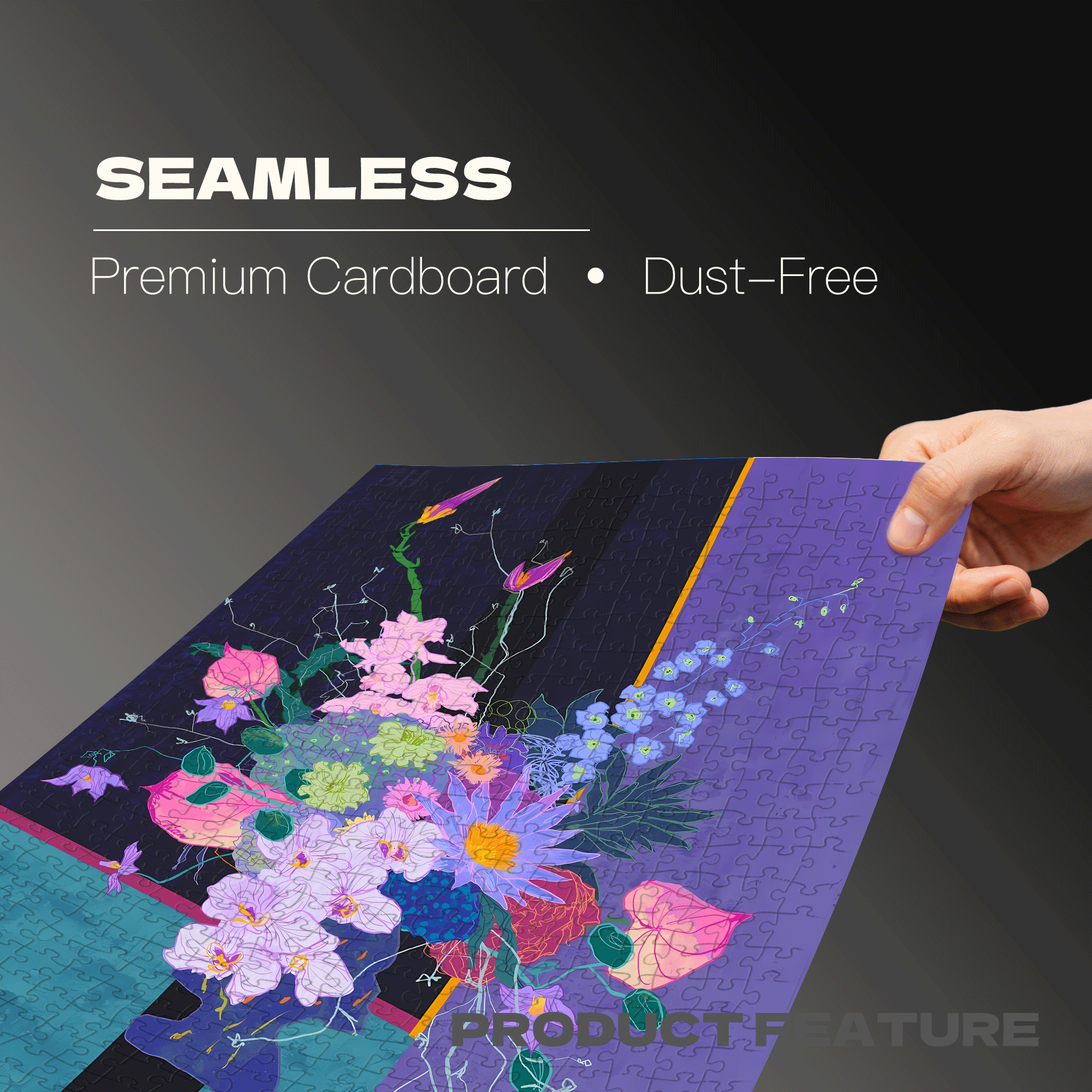 Floral Feast In The Purple Night 500pcs/1000pcs Jigsaw Puzzle, Scratch-Resistant, Interactive Family Game & Brain-Boosting DIY Decor, Perfect for Halloween, Christmas & New Year Gifts, Family Puzzle Game