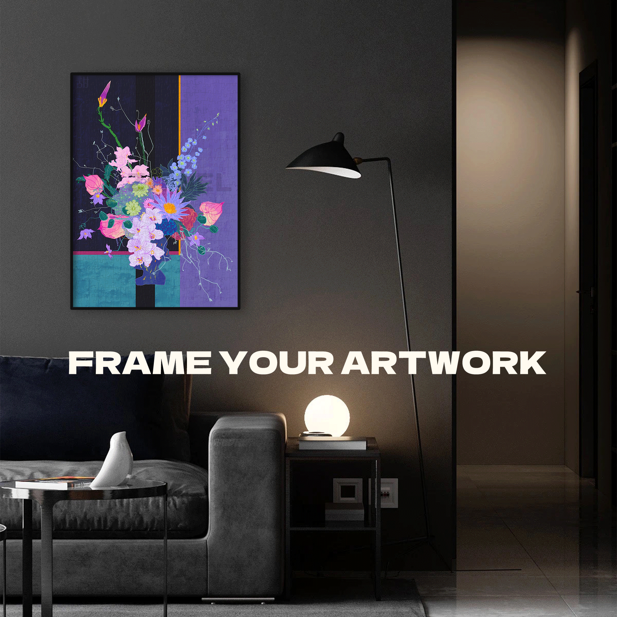 Floral Feast In The Purple Night 500pcs/1000pcs Jigsaw Puzzle, Scratch-Resistant, Interactive Family Game & Brain-Boosting DIY Decor, Perfect for Halloween, Christmas & New Year Gifts, Family Puzzle Game