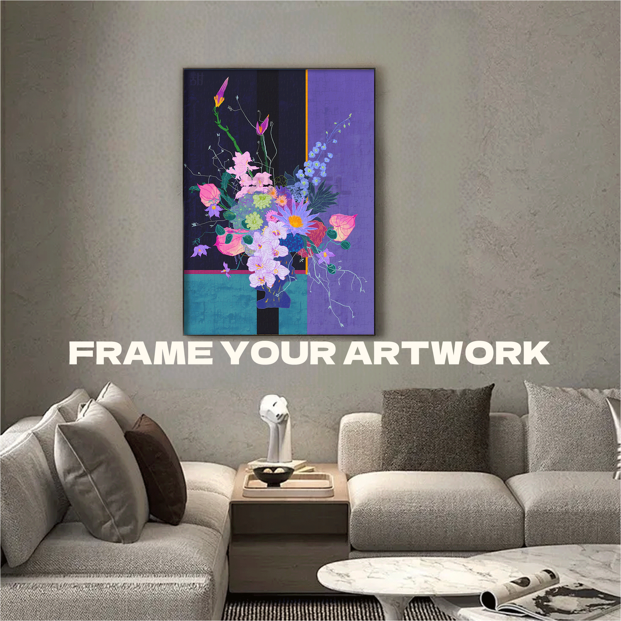 Floral Feast In The Purple Night 500pcs/1000pcs Jigsaw Puzzle, Scratch-Resistant, Interactive Family Game & Brain-Boosting DIY Decor, Perfect for Halloween, Christmas & New Year Gifts, Family Puzzle Game