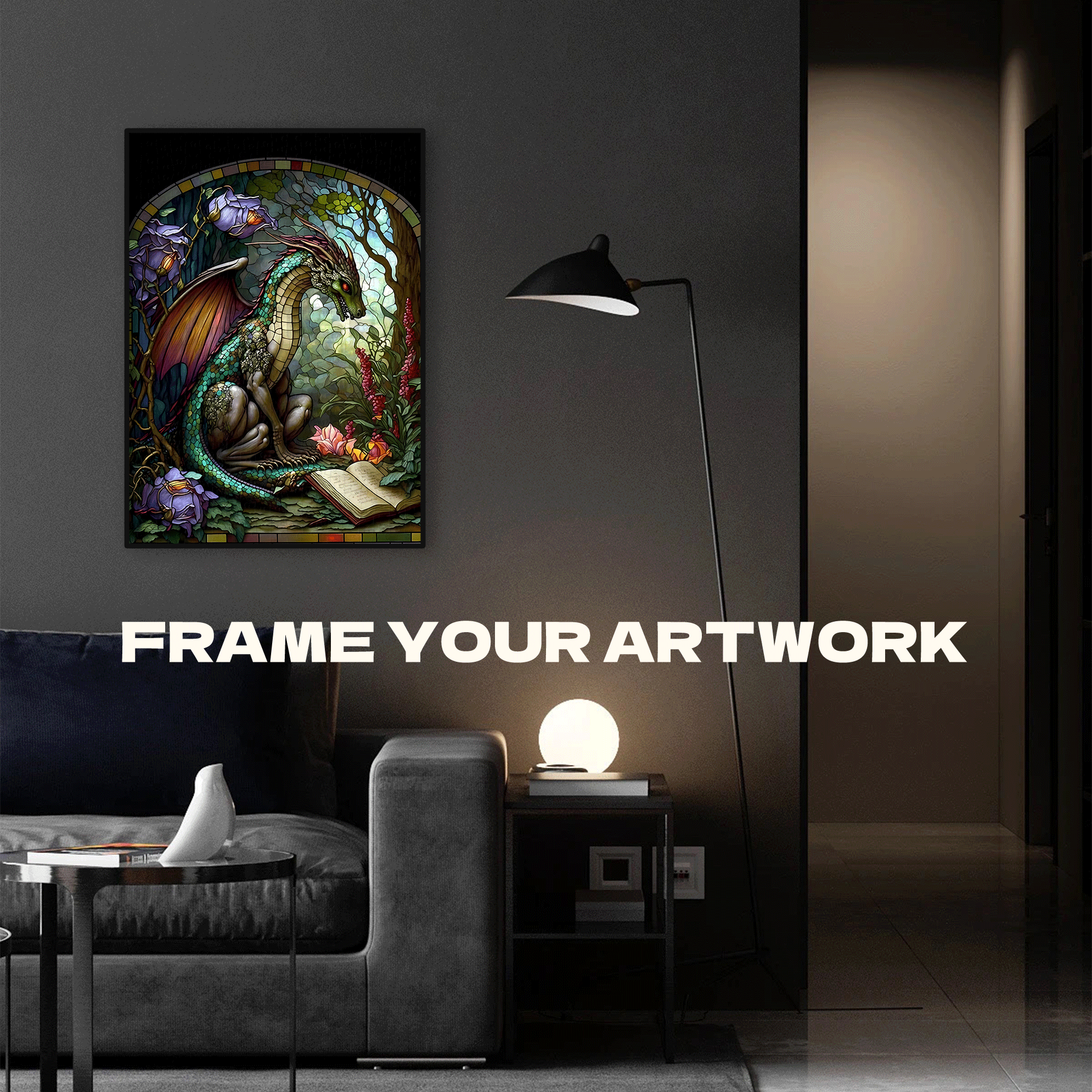 Forest Dragon With Stained Glass 500pcs/1000pcs Jigsaw Puzzle, Scratch-Resistant, Interactive Family Game & Brain-Boosting DIY Decor, Perfect for Halloween, Christmas & New Year Gifts, Family Puzzle Game