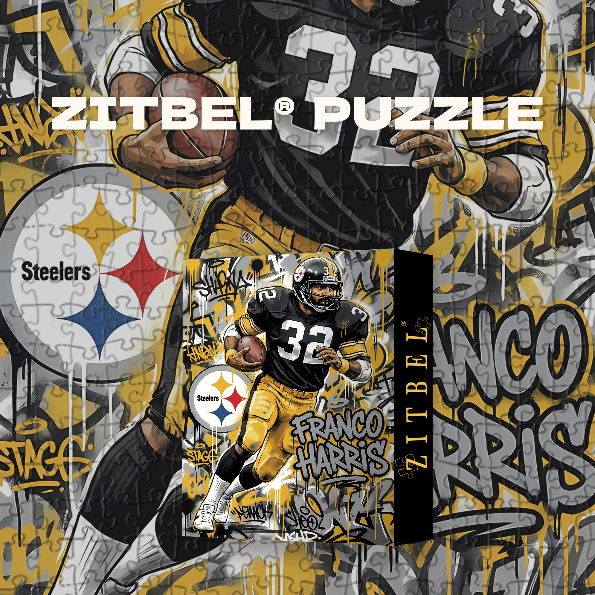 Franco Harris 500pcs/1000pcs Jigsaw Puzzle, Scratch-Resistant, Interactive Family Game & Brain-Boosting DIY Decor, Perfect for Halloween, Christmas & New Year Gifts, Family Puzzle Game