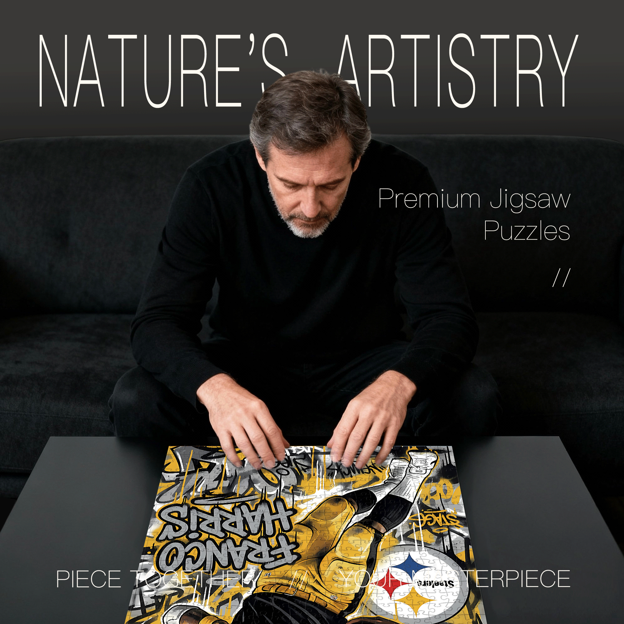 Franco Harris 500pcs/1000pcs Jigsaw Puzzle, Scratch-Resistant, Interactive Family Game & Brain-Boosting DIY Decor, Perfect for Halloween, Christmas & New Year Gifts, Family Puzzle Game