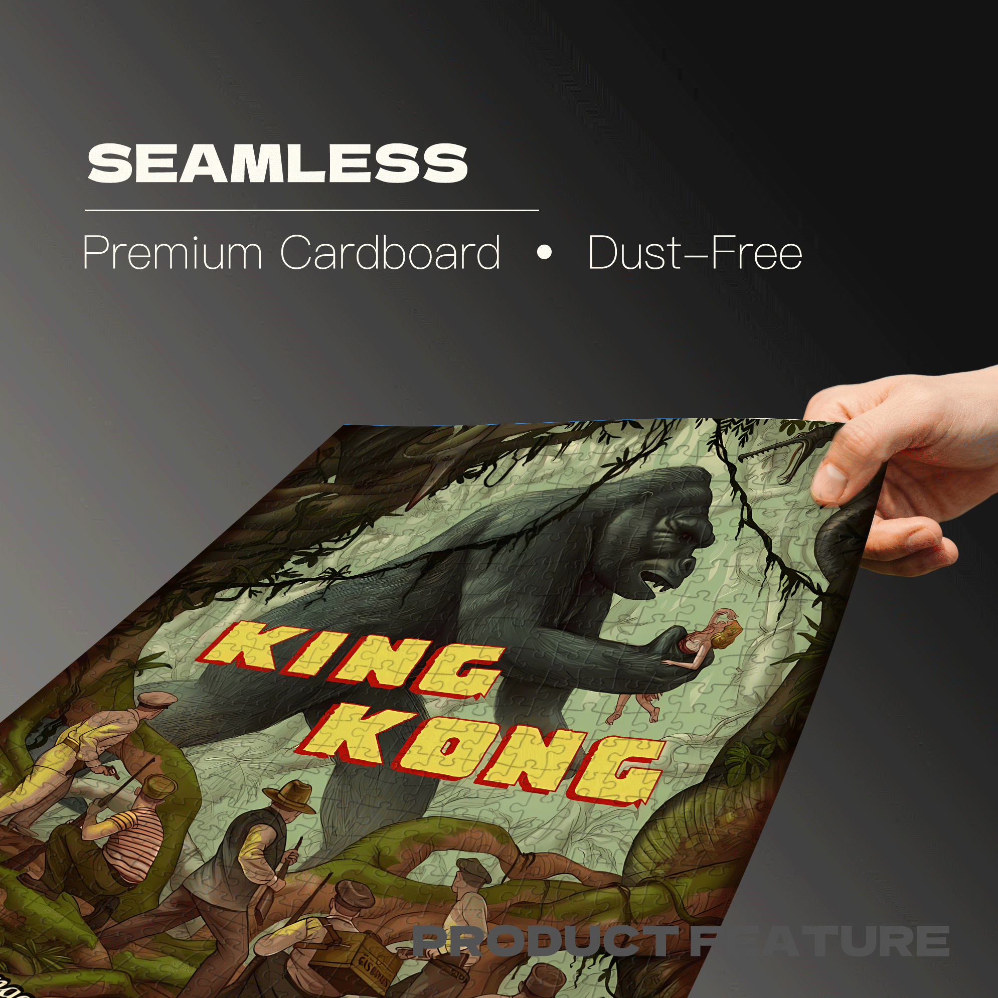 KING KONG 500pcs/1000pcs Jigsaw Puzzle, Scratch-Resistant, Interactive Family Game & Brain-Boosting DIY Decor, Perfect for Halloween, Christmas & New Year Gifts, Family Puzzle Game