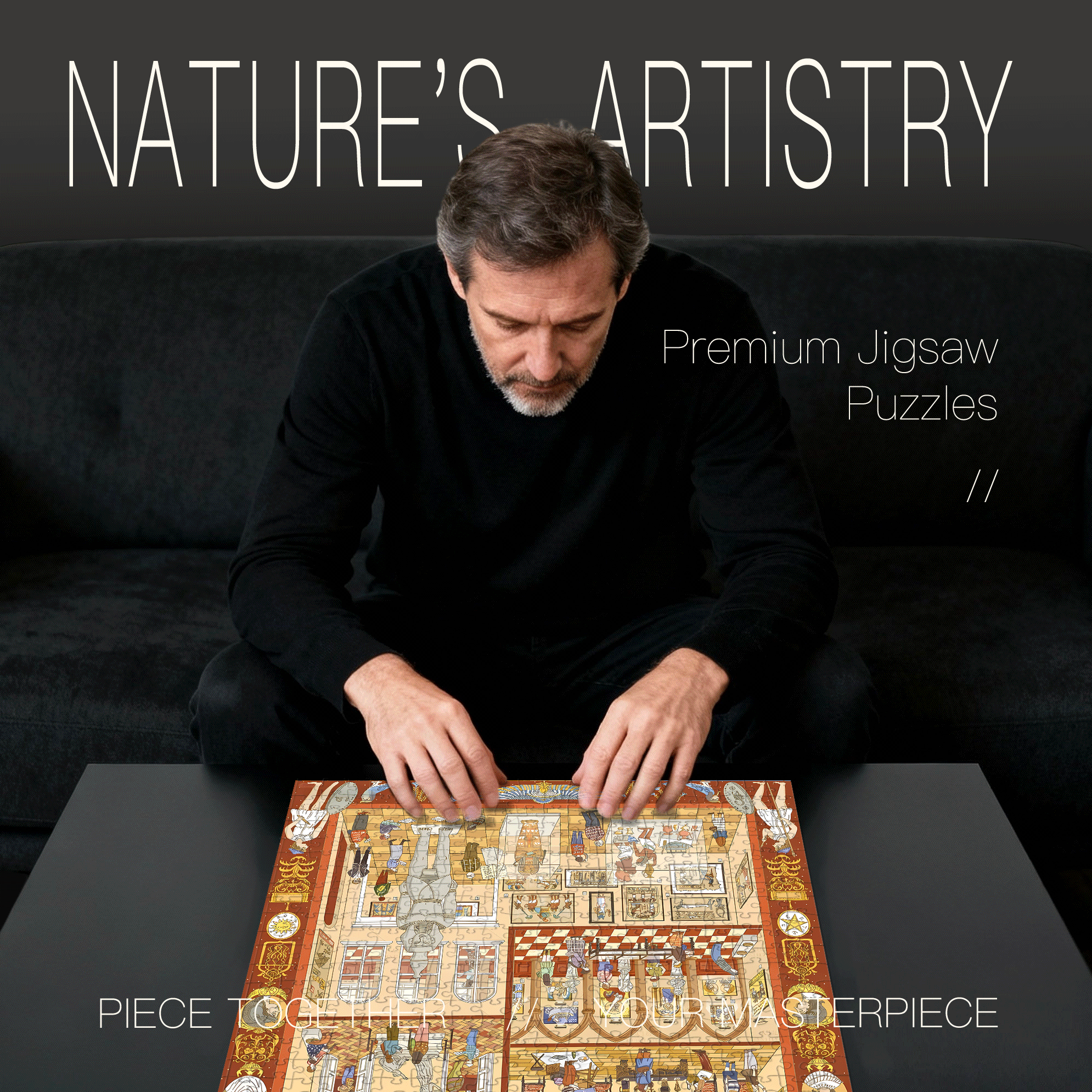 Museum Of Art 500pcs/1000pcs Jigsaw Puzzle, Scratch-Resistant, Interactive Family Game & Brain-Boosting DIY Decor, Perfect for Halloween, Christmas & New Year Gifts, Family Puzzle Game