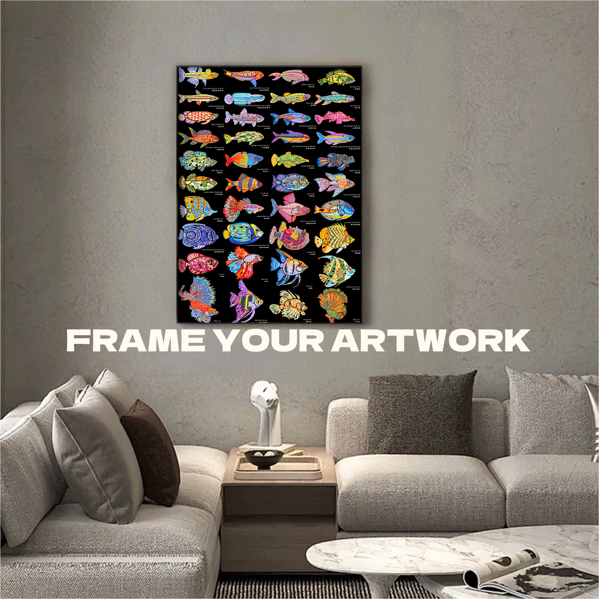 Neon Ball In The Deep Sea 500pcs/1000pcs Jigsaw Puzzle, Scratch-Resistant, Interactive Family Game & Brain-Boosting DIY Decor, Perfect for Halloween, Christmas & New Year Gifts, Family Puzzle Game