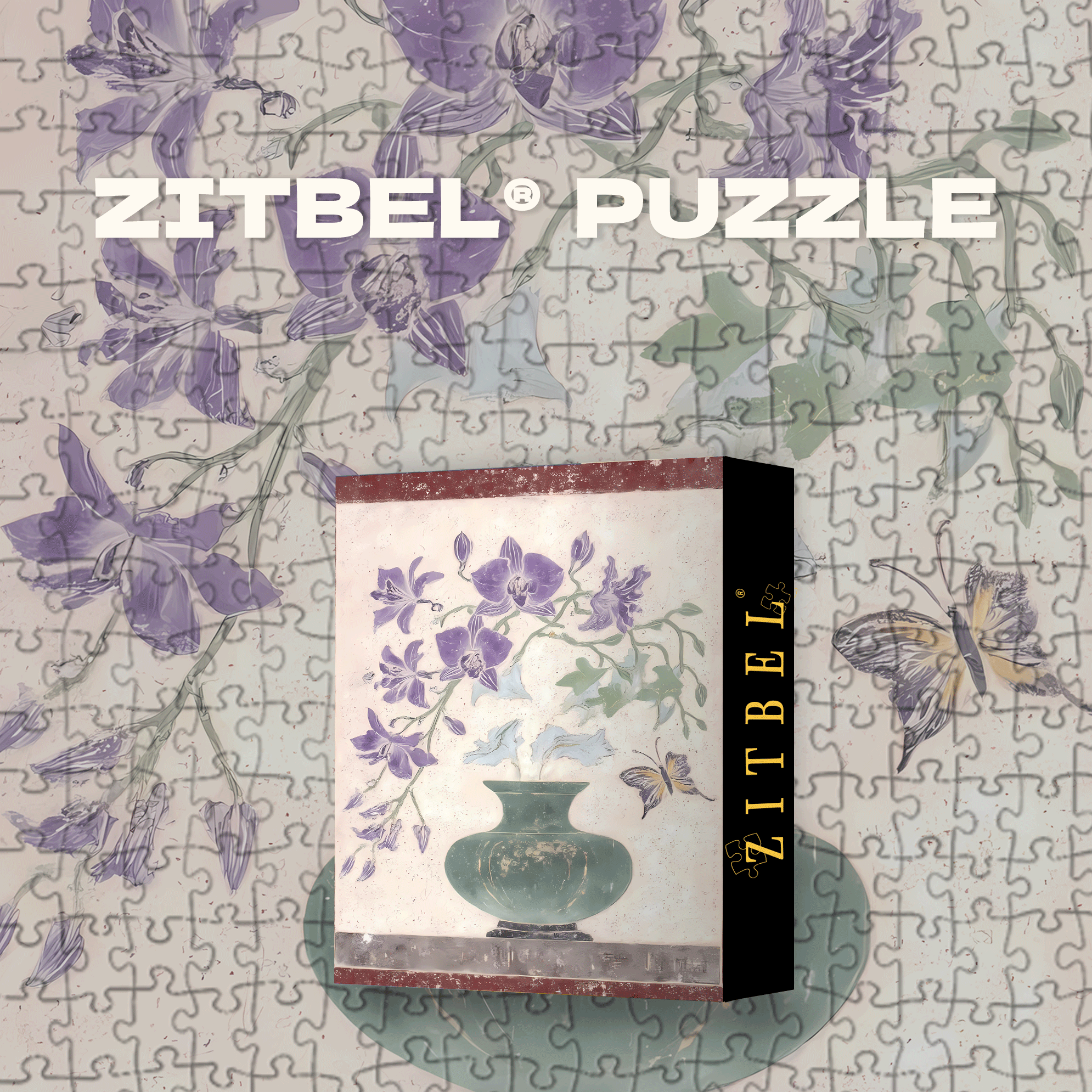 Orchids & Butterfly In The Vase 500pcs/1000pcs Jigsaw Puzzle, Scratch-Resistant, Interactive Family Game & Brain-Boosting DIY Decor, Perfect for Halloween, Christmas & New Year Gifts, Family Puzzle Game