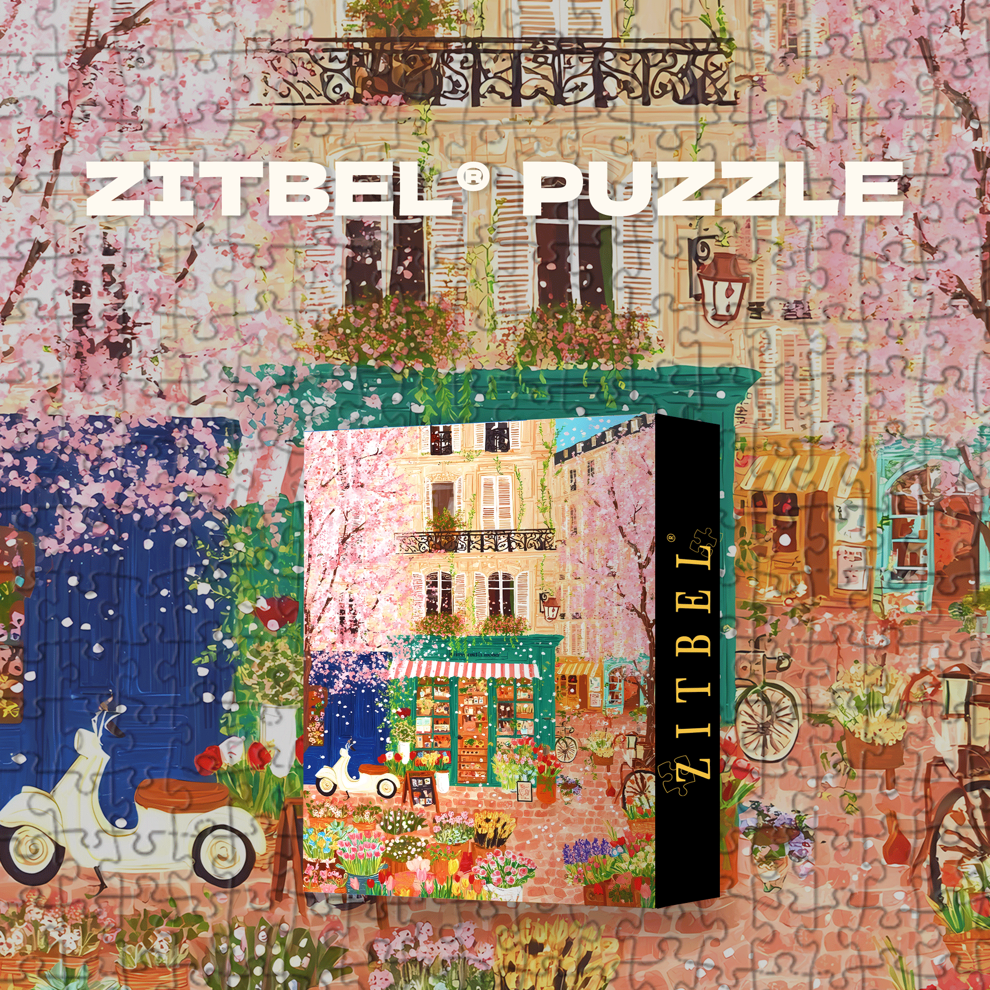 Parisian Flower Shop in Spring 500pcs/1000pcs Jigsaw Puzzle, Scratch-Resistant, Interactive Family Game & Brain-Boosting DIY Decor, Perfect for Halloween, Christmas & New Year Gifts, Family Puzzle Game