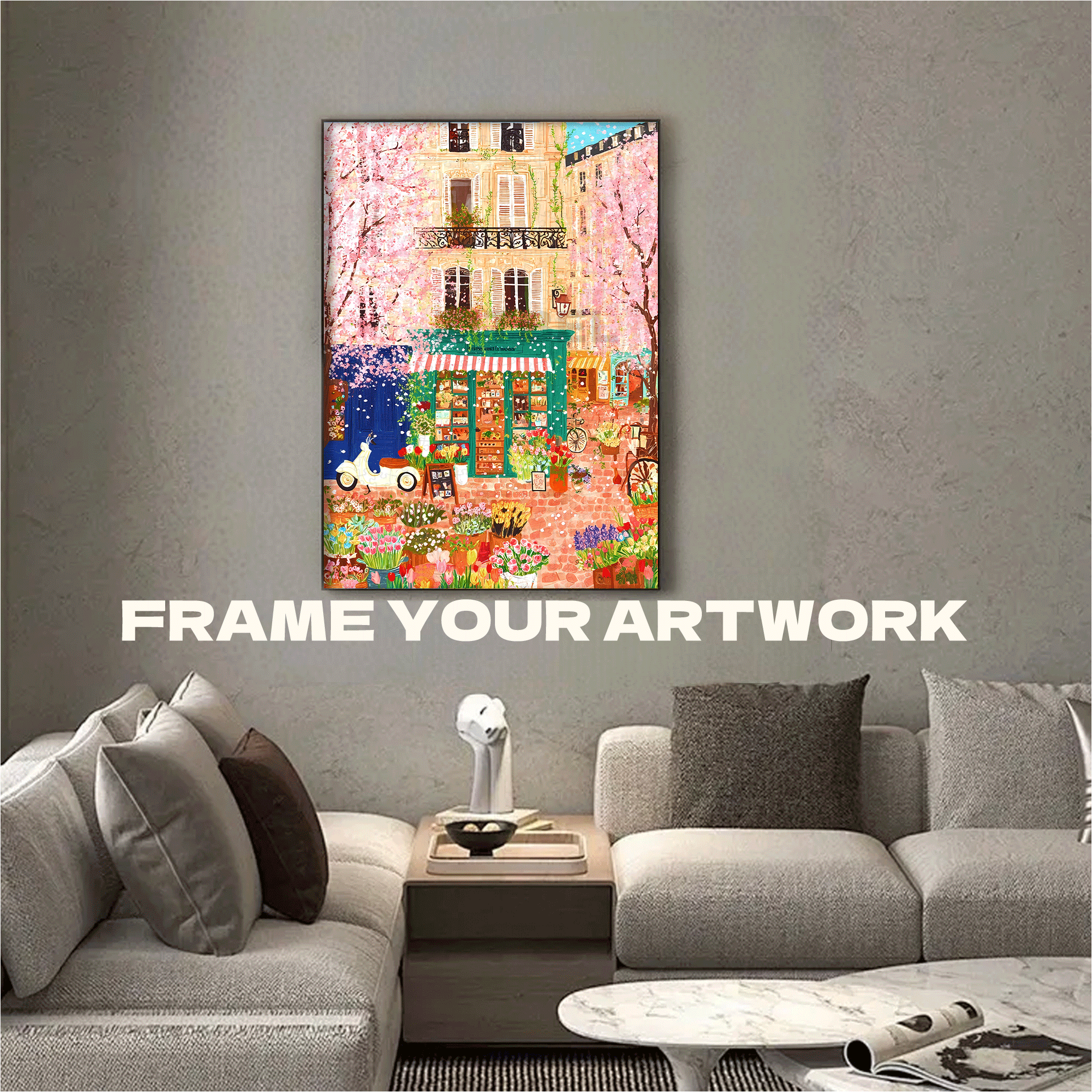 Parisian Flower Shop in Spring 500pcs/1000pcs Jigsaw Puzzle, Scratch-Resistant, Interactive Family Game & Brain-Boosting DIY Decor, Perfect for Halloween, Christmas & New Year Gifts, Family Puzzle Game