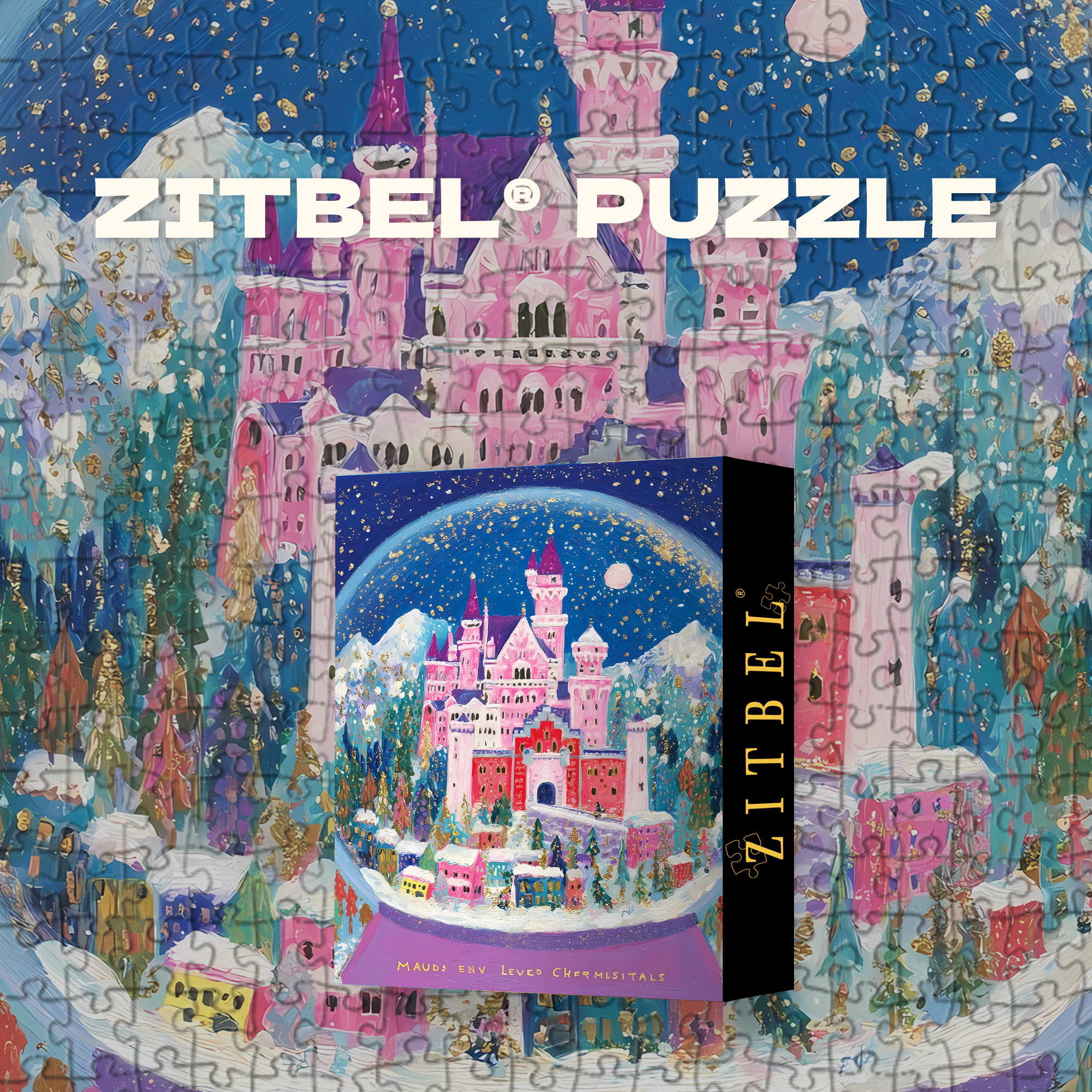 Snow Globe with Fairy-Tale Castle 500pcs/1000pcs Jigsaw Puzzle, Scratch-Resistant, Interactive Family Game & Brain-Boosting DIY Decor, Perfect for Halloween, Christmas & New Year Gifts, Family Puzzle Game