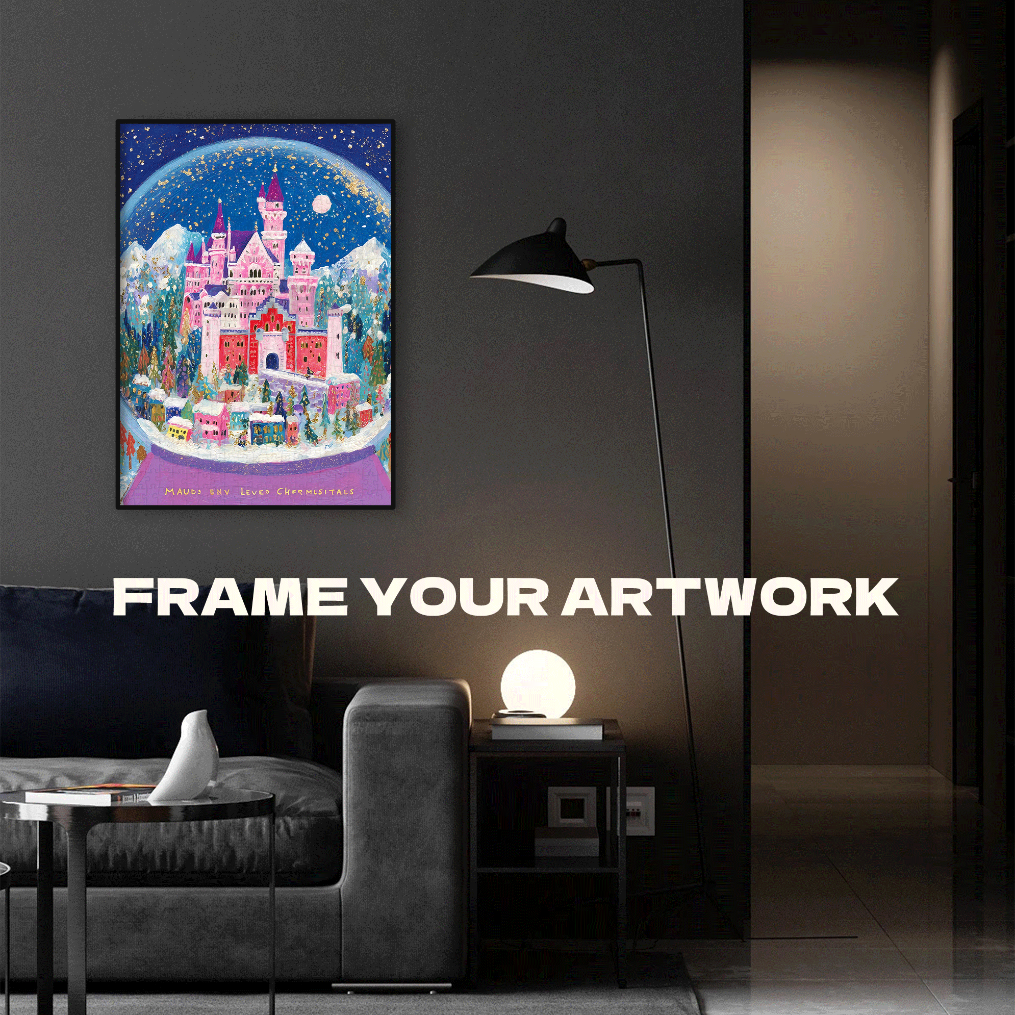 Snow Globe with Fairy-Tale Castle 500pcs/1000pcs Jigsaw Puzzle, Scratch-Resistant, Interactive Family Game & Brain-Boosting DIY Decor, Perfect for Halloween, Christmas & New Year Gifts, Family Puzzle Game