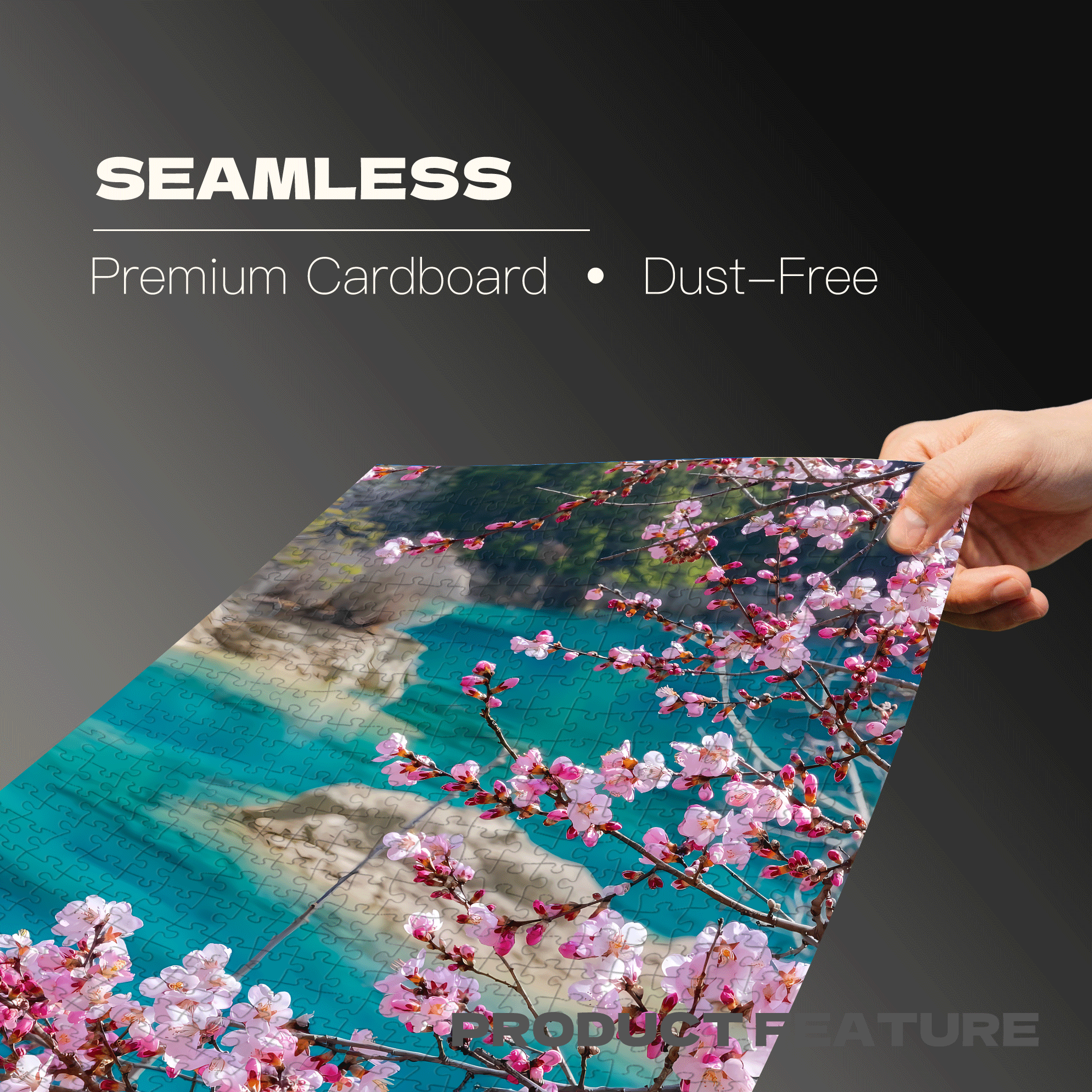 Spring Blossoms Reflecting In Turquoise Water 500pcs/1000pcs Jigsaw Puzzle, Scratch-Resistant, Interactive Family Game & Brain-Boosting DIY Decor, Perfect for Halloween, Christmas & New Year Gifts, Family Puzzle Game