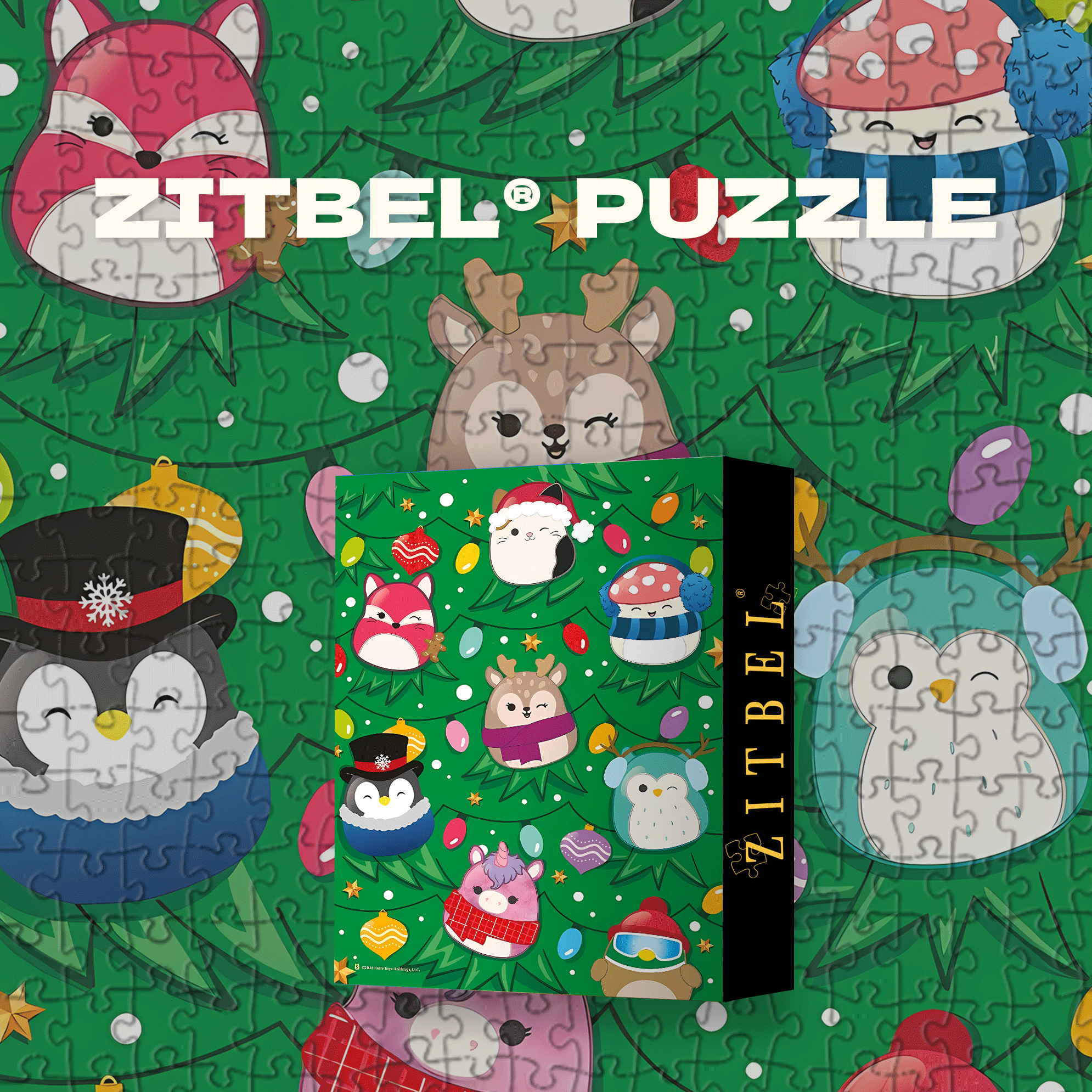Squishmallow Christmas Tree 500pcs/1000pcs Jigsaw Puzzle, Scratch-Resistant, Interactive Family Game & Brain-Boosting DIY Decor, Perfect for Halloween, Christmas & New Year Gifts, Family Puzzle Game