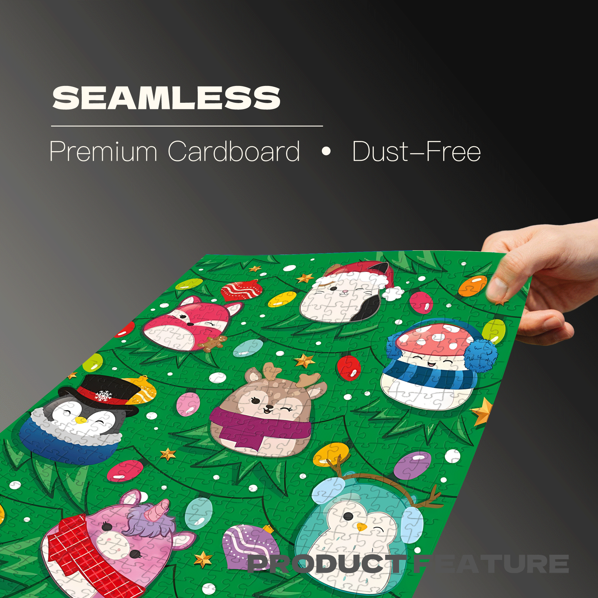 Squishmallow Christmas Tree 500pcs/1000pcs Jigsaw Puzzle, Scratch-Resistant, Interactive Family Game & Brain-Boosting DIY Decor, Perfect for Halloween, Christmas & New Year Gifts, Family Puzzle Game