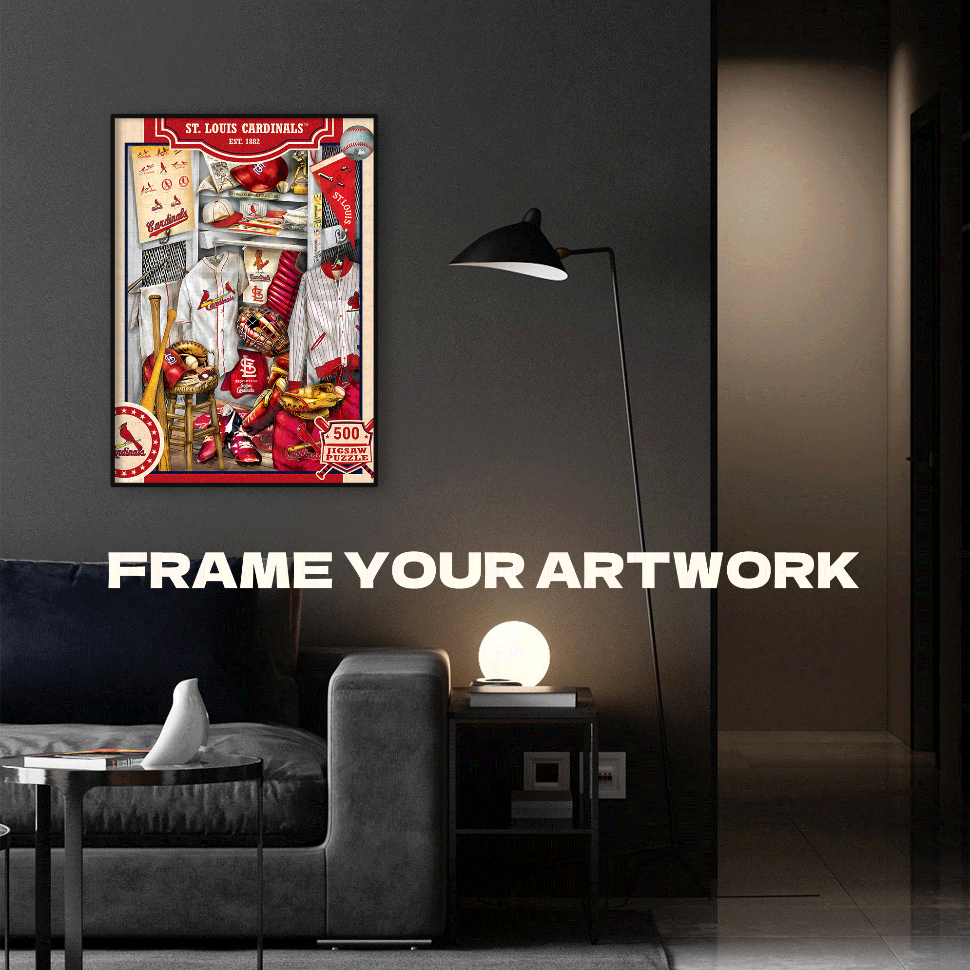 St Louis Cardinals MLB Locker Room 500pcs/1000pcs Jigsaw Puzzle, Scratch-Resistant, Interactive Family Game & Brain-Boosting DIY Decor, Perfect for Halloween, Christmas & New Year Gifts, Family Puzzle Game