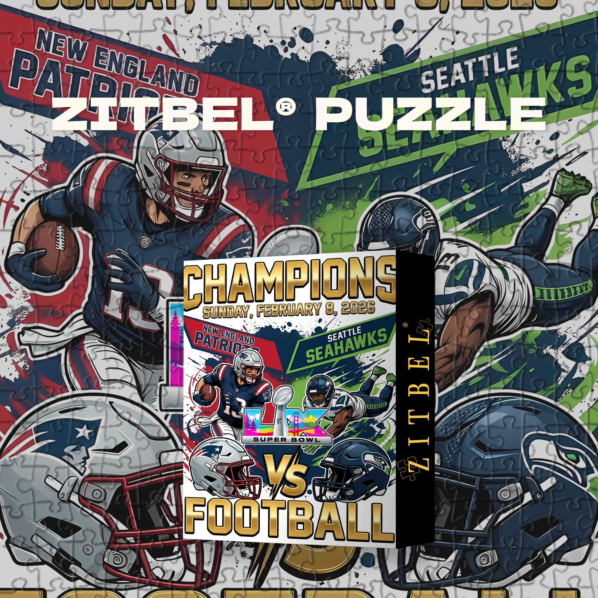 SUPER BOWL 500pcs/1000pcs Jigsaw Puzzle, Scratch-Resistant, Interactive Family Game & Brain-Boosting DIY Decor, Perfect for Halloween, Christmas & New Year Gifts, Family Puzzle Game