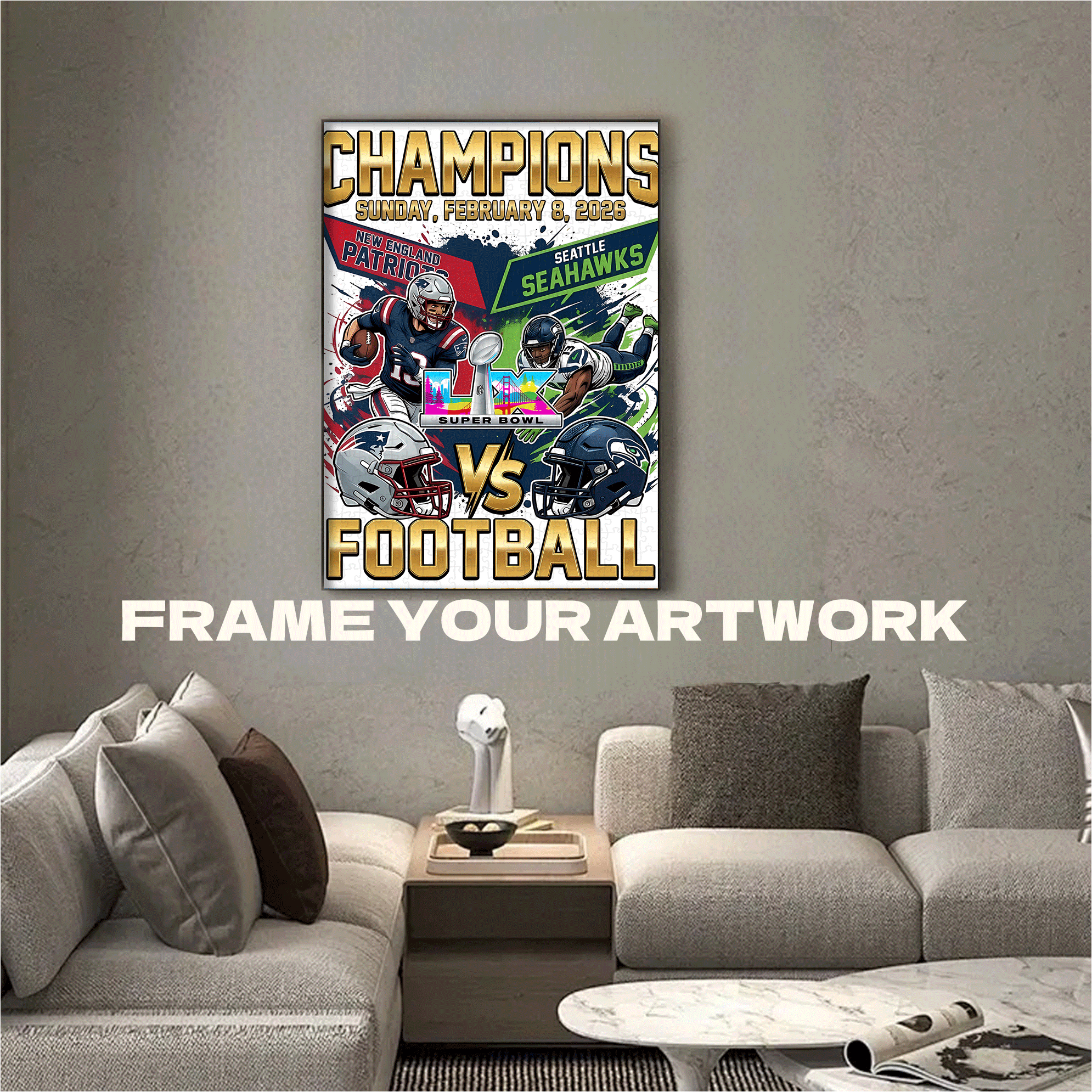 SUPER BOWL 500pcs/1000pcs Jigsaw Puzzle, Scratch-Resistant, Interactive Family Game & Brain-Boosting DIY Decor, Perfect for Halloween, Christmas & New Year Gifts, Family Puzzle Game