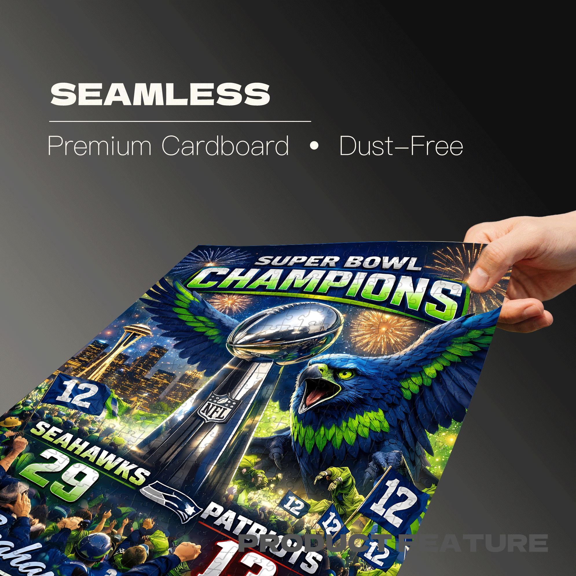Superbowl Champions 500pcs/1000pcs Jigsaw Puzzle, Scratch-Resistant, Interactive Family Game & Brain-Boosting DIY Decor, Perfect for Halloween, Christmas & New Year Gifts, Family Puzzle Game