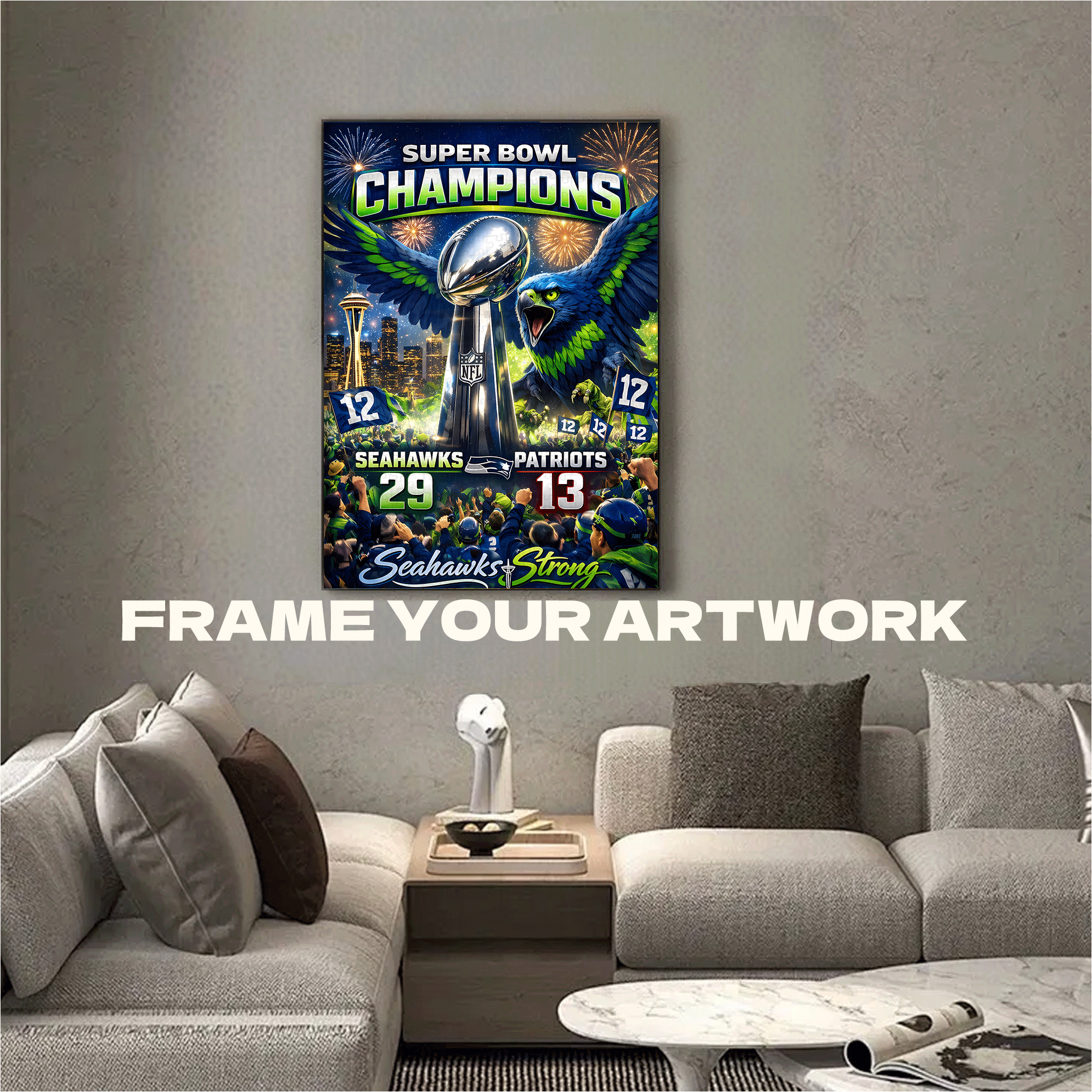 Superbowl Champions 500pcs/1000pcs Jigsaw Puzzle, Scratch-Resistant, Interactive Family Game & Brain-Boosting DIY Decor, Perfect for Halloween, Christmas & New Year Gifts, Family Puzzle Game