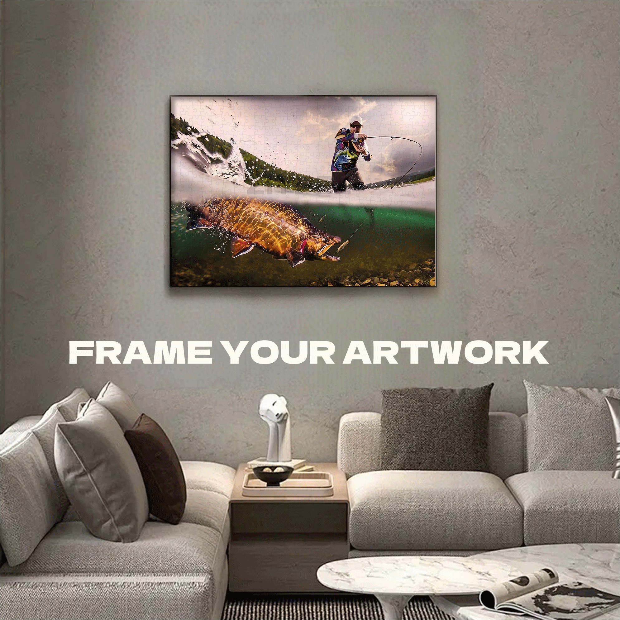 Nature Fisherman With The Catch 500pcs/1000pcs Jigsaw Puzzle, Scratch-Resistant, Interactive Family Game & Brain-Boosting DIY Decor, Perfect for Halloween, Christmas & New Year Gifts, Family Puzzle Game