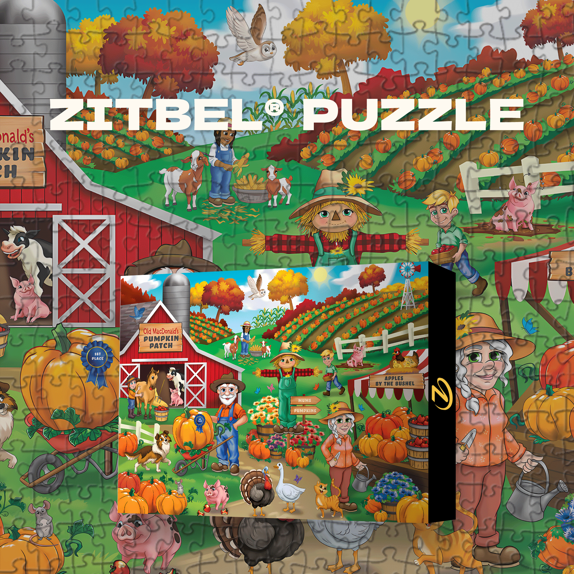Old MacDonald's Farm 500pcs/1000pcs Jigsaw Puzzle, Scratch-Resistant, Interactive Family Game & Brain-Boosting DIY Decor, Perfect for Halloween, Christmas & New Year Gifts, Family Puzzle Game