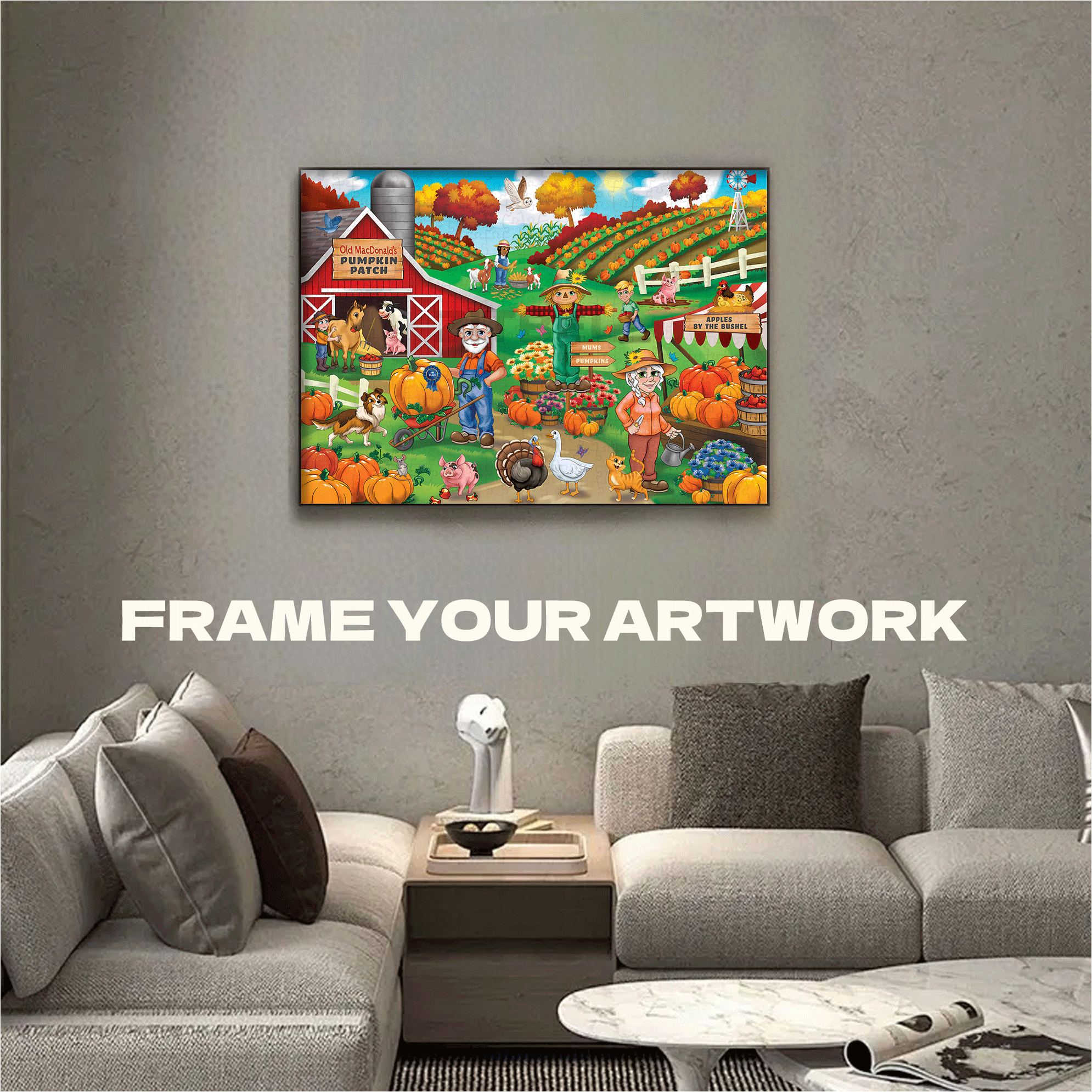 Old MacDonald's Farm 500pcs/1000pcs Jigsaw Puzzle, Scratch-Resistant, Interactive Family Game & Brain-Boosting DIY Decor, Perfect for Halloween, Christmas & New Year Gifts, Family Puzzle Game