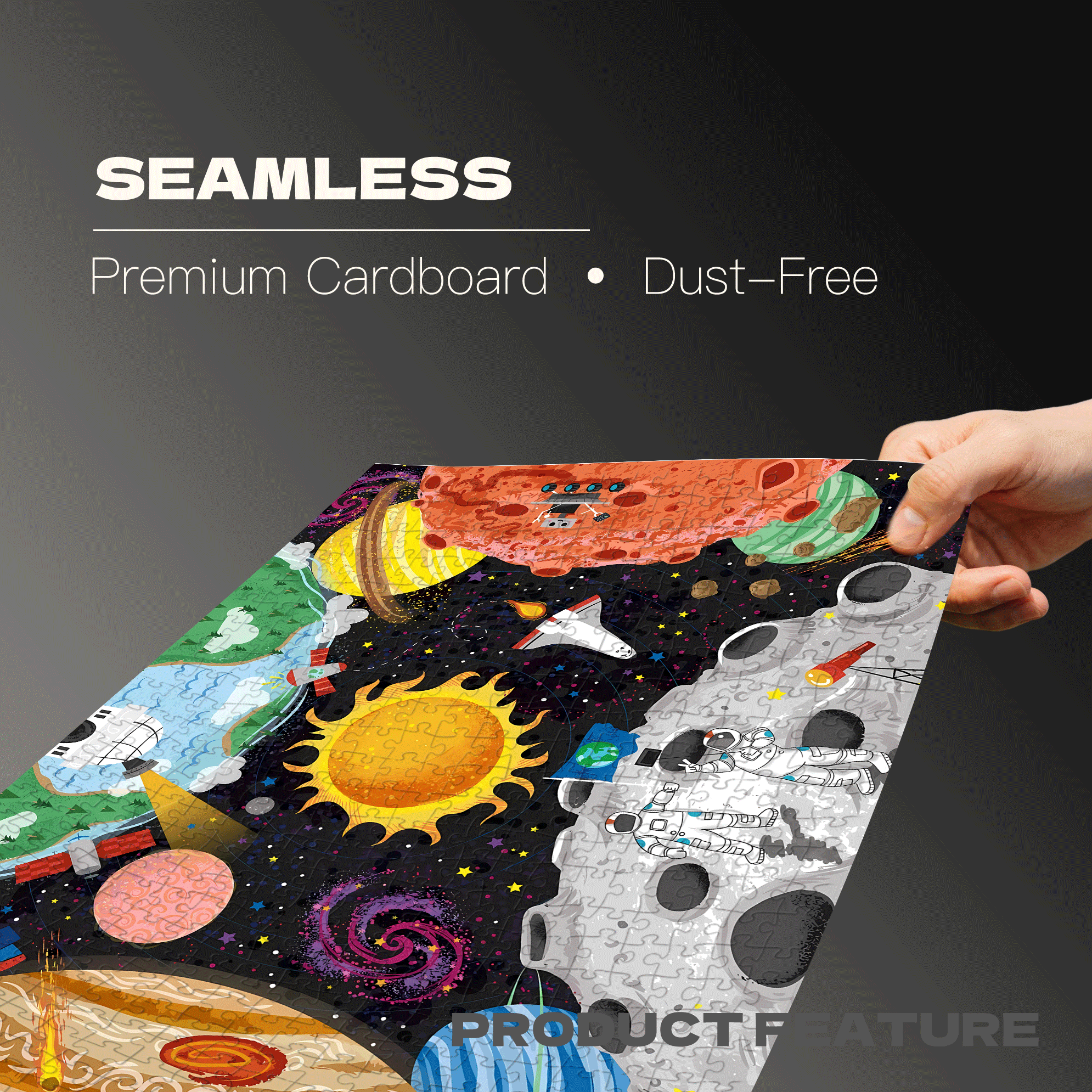 Outer Space Adventure Glow 500pcs/1000pcs Jigsaw Puzzle, Scratch-Resistant, Interactive Family Game & Brain-Boosting DIY Decor, Perfect for Halloween, Christmas & New Year Gifts, Family Puzzle Game