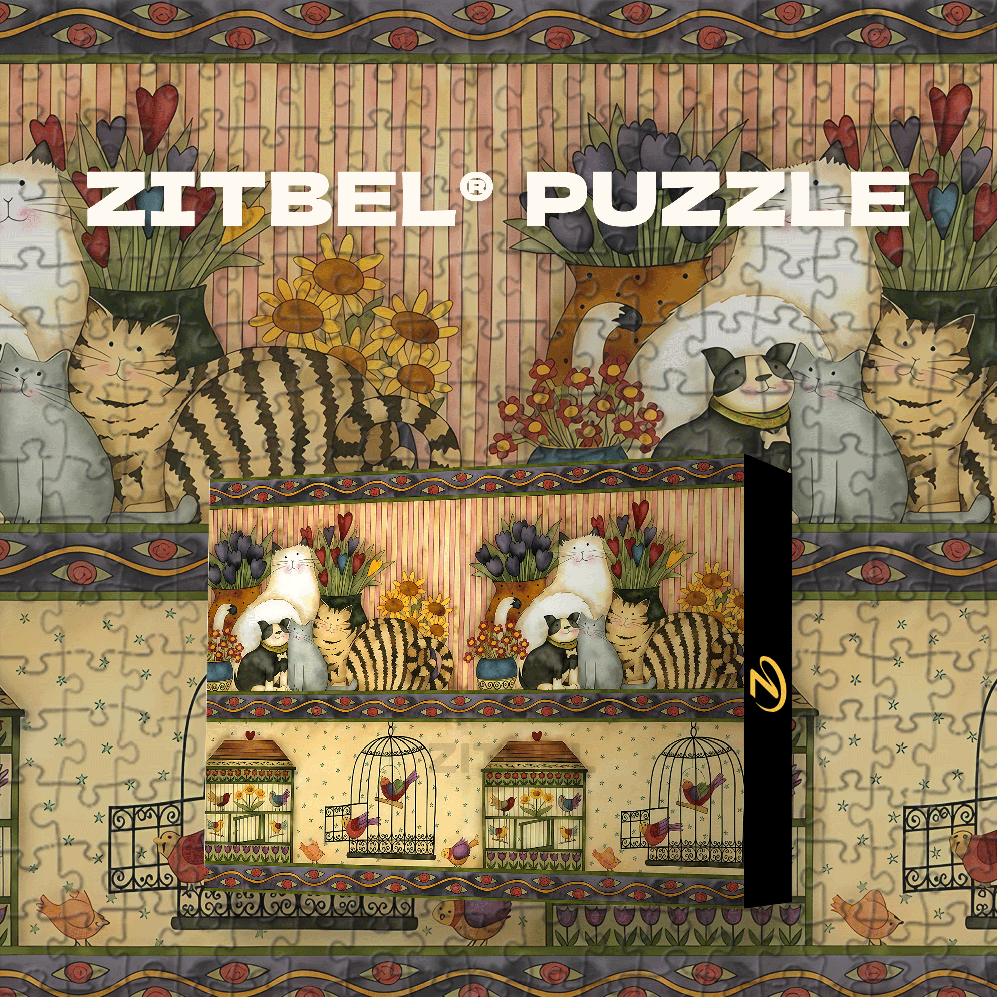 Pet Home 500pcs/1000pcs Jigsaw Puzzle, Scratch-Resistant, Interactive Family Game & Brain-Boosting DIY Decor, Perfect for Halloween, Christmas & New Year Gifts, Family Puzzle Game