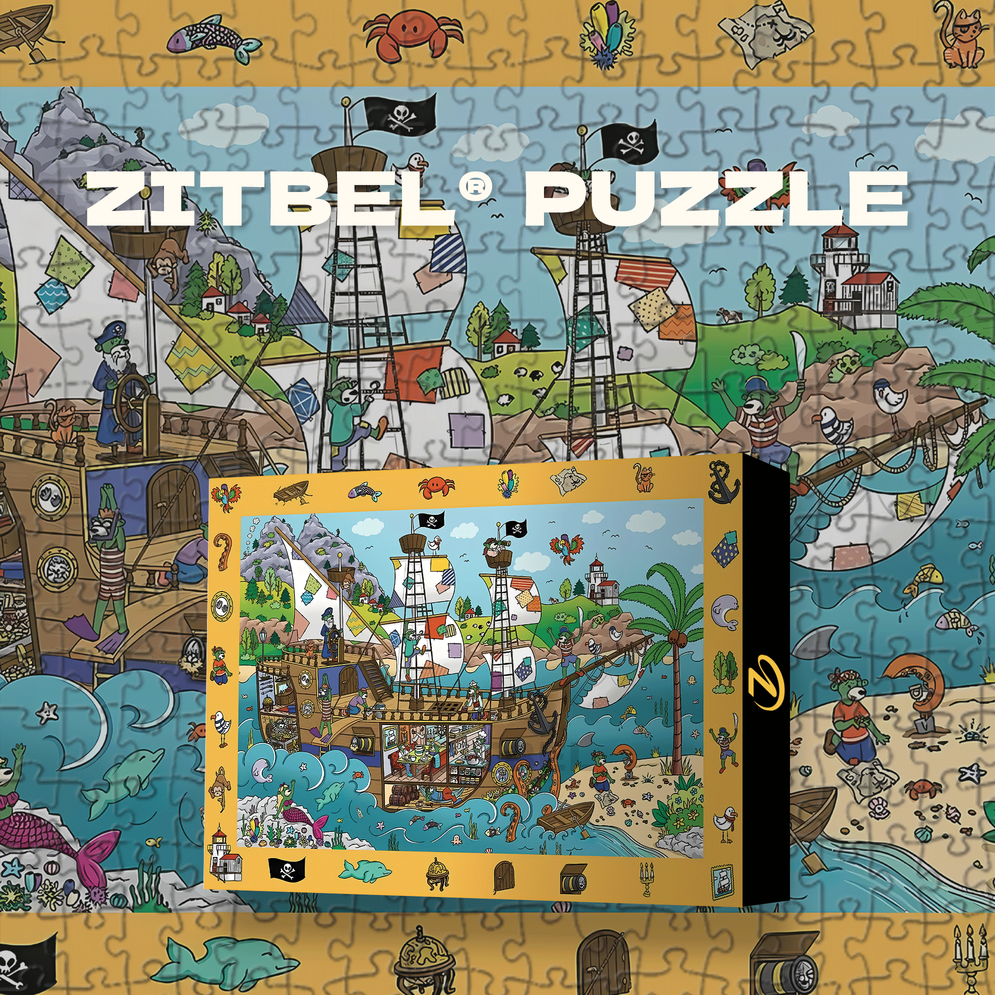 Pirate ship The Treflik Family 500pcs/1000pcs Jigsaw Puzzle, Scratch-Resistant, Interactive Family Game & Brain-Boosting DIY Decor, Perfect for Halloween, Christmas & New Year Gifts, Family Puzzle Game